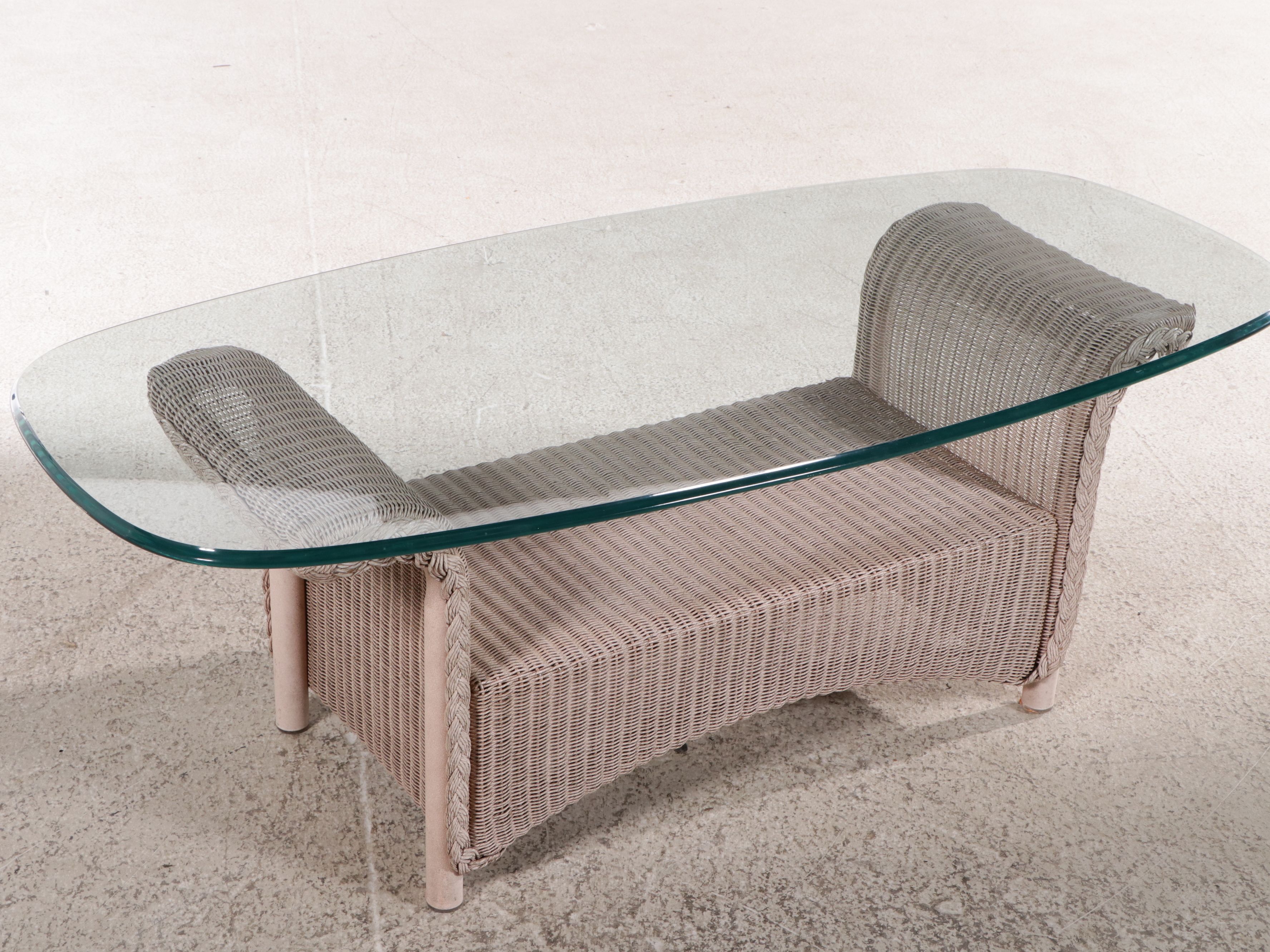 Lloyd Loom Wicker Rush Sofa and Coffee Table, Late 20th Century