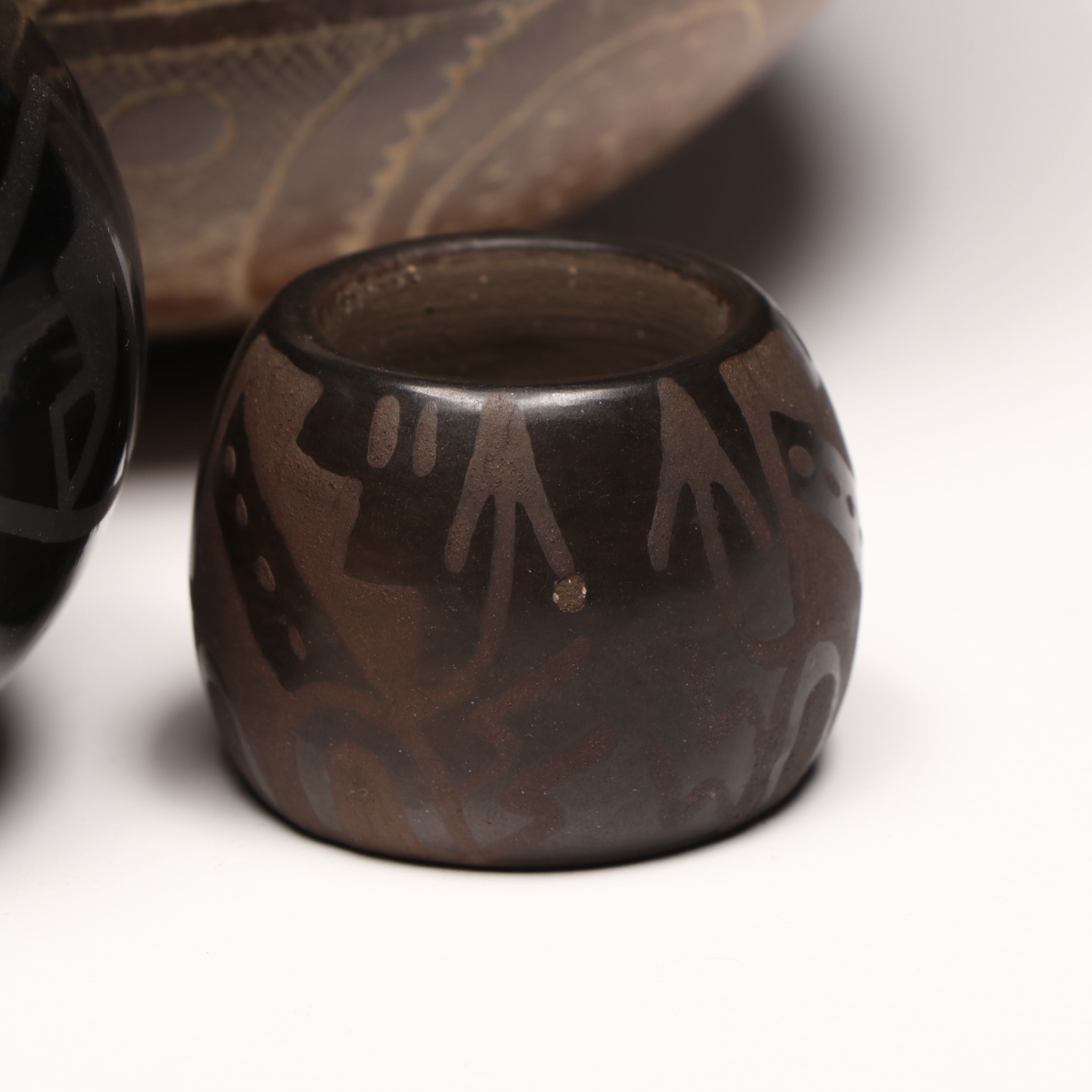 Santa Clara Pueblo with Artist Signed Gourd Shape and More vases