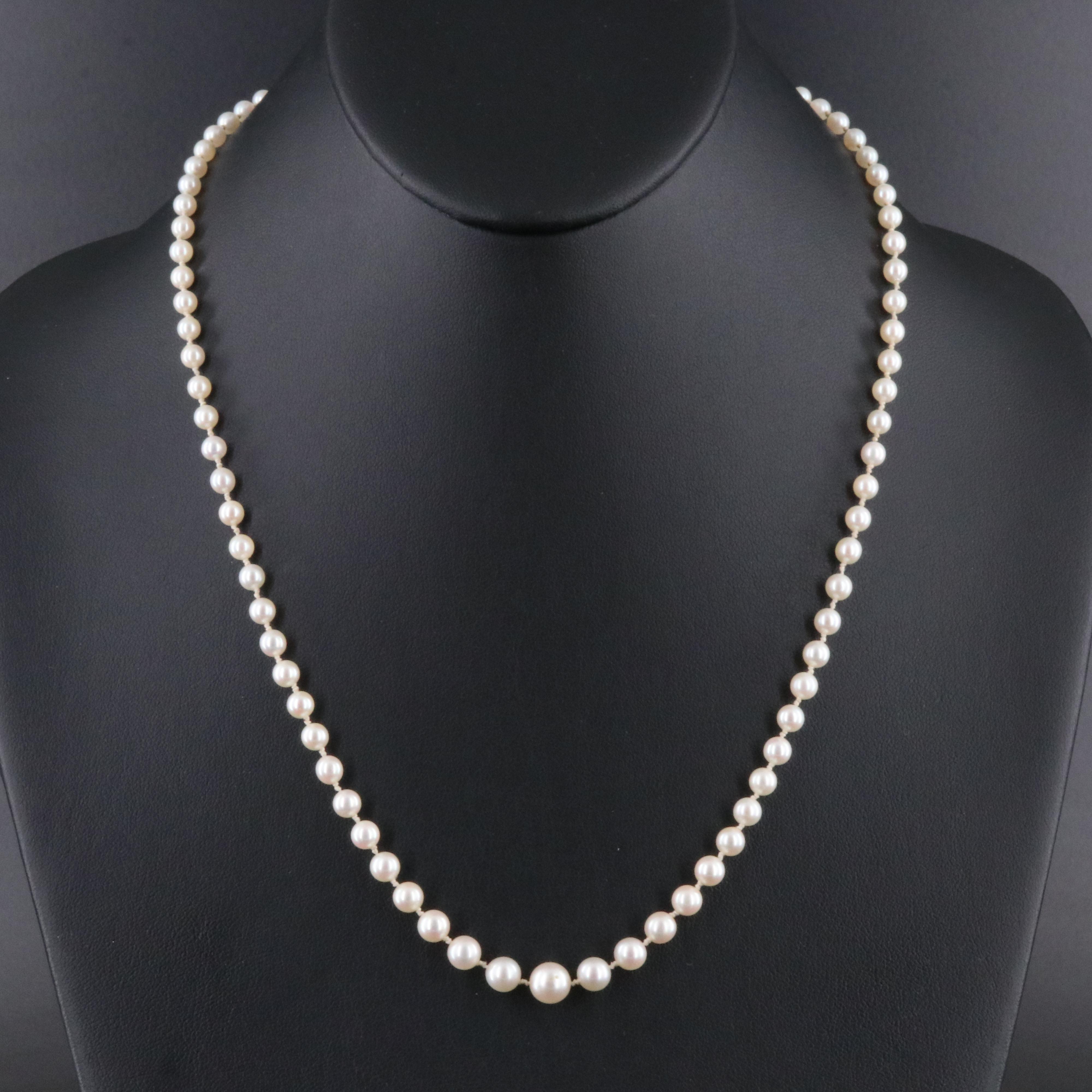 Pearl Double Knotted Necklace with 14K Clasp