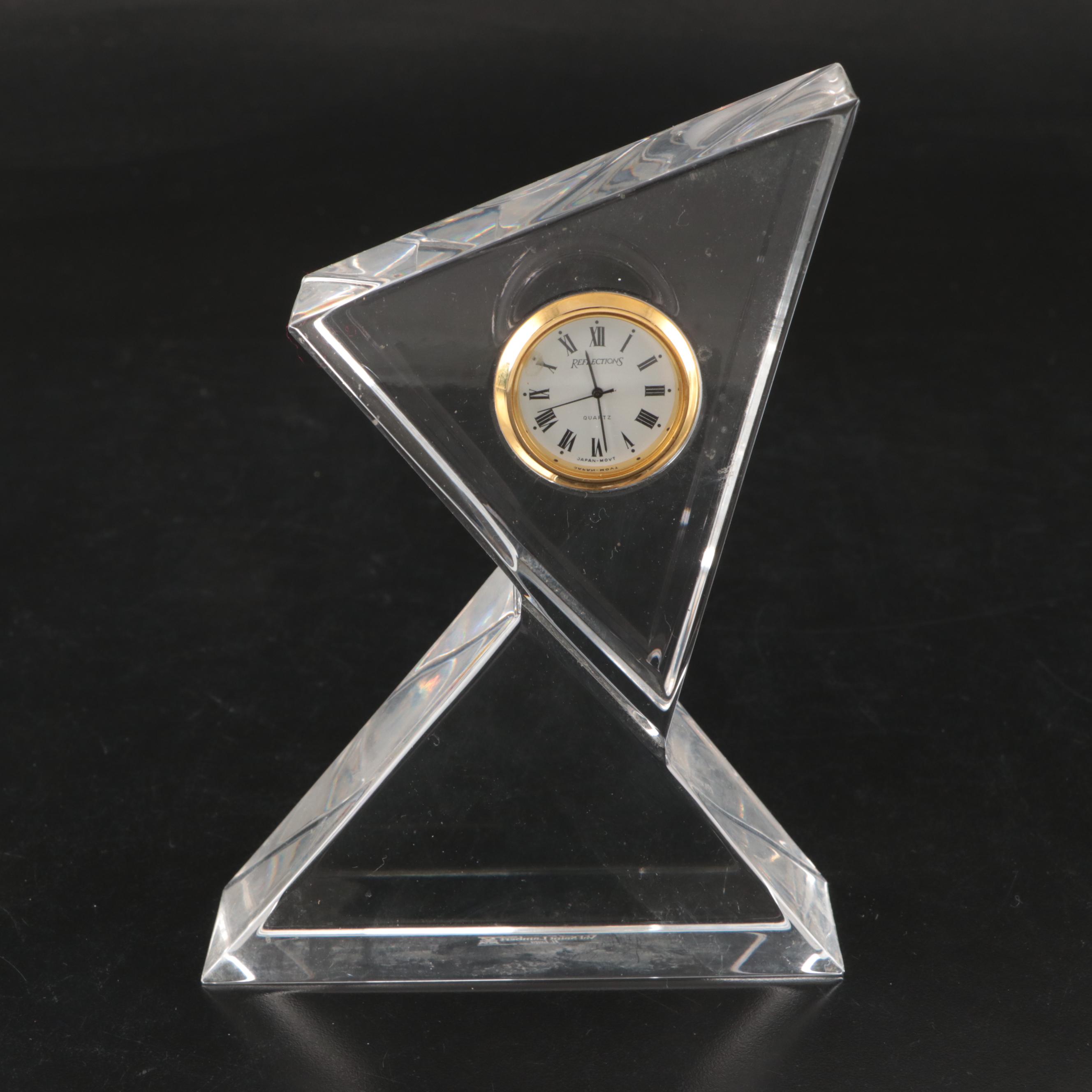 Reflections Crystal Desk Clock with Other Paperweight