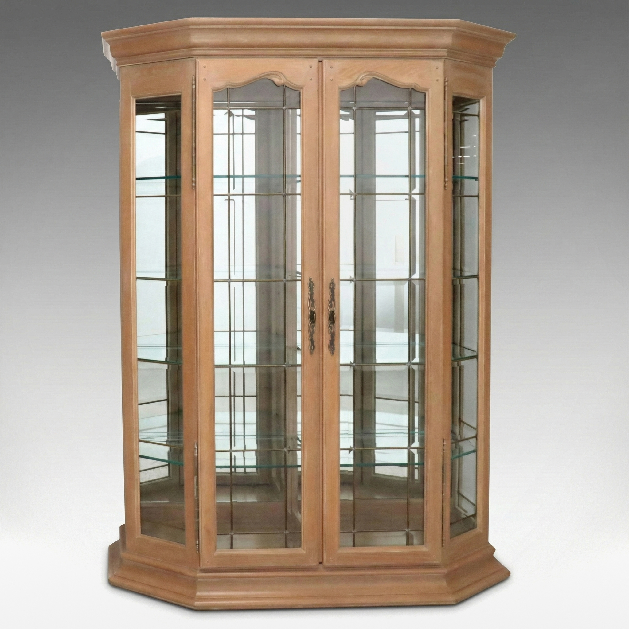 French Provincial Style Cerused Oak and Glass Display Cabinet