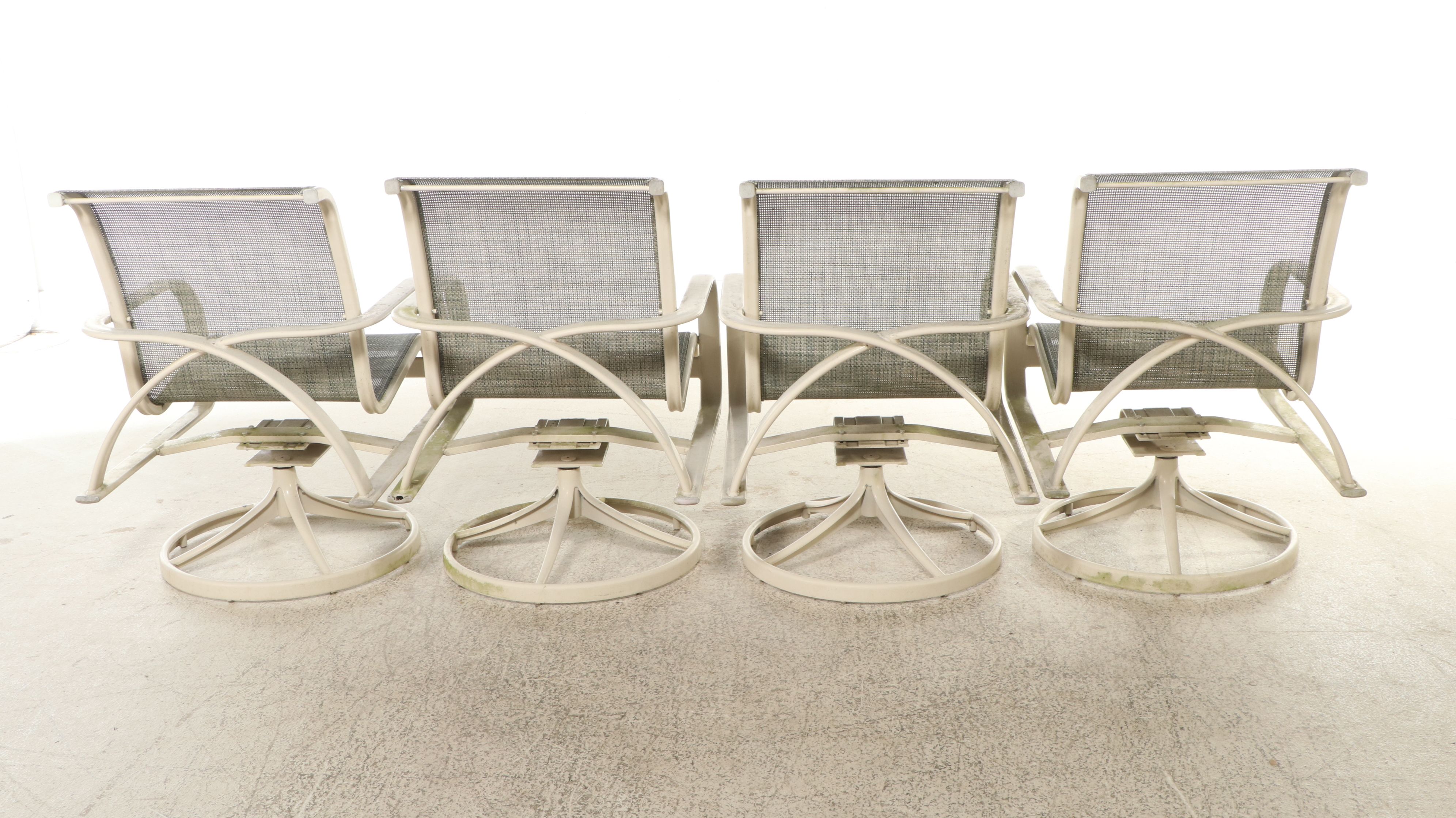 Tropitone Beige Aluminum Oval Dining Table with Swivel Armchairs