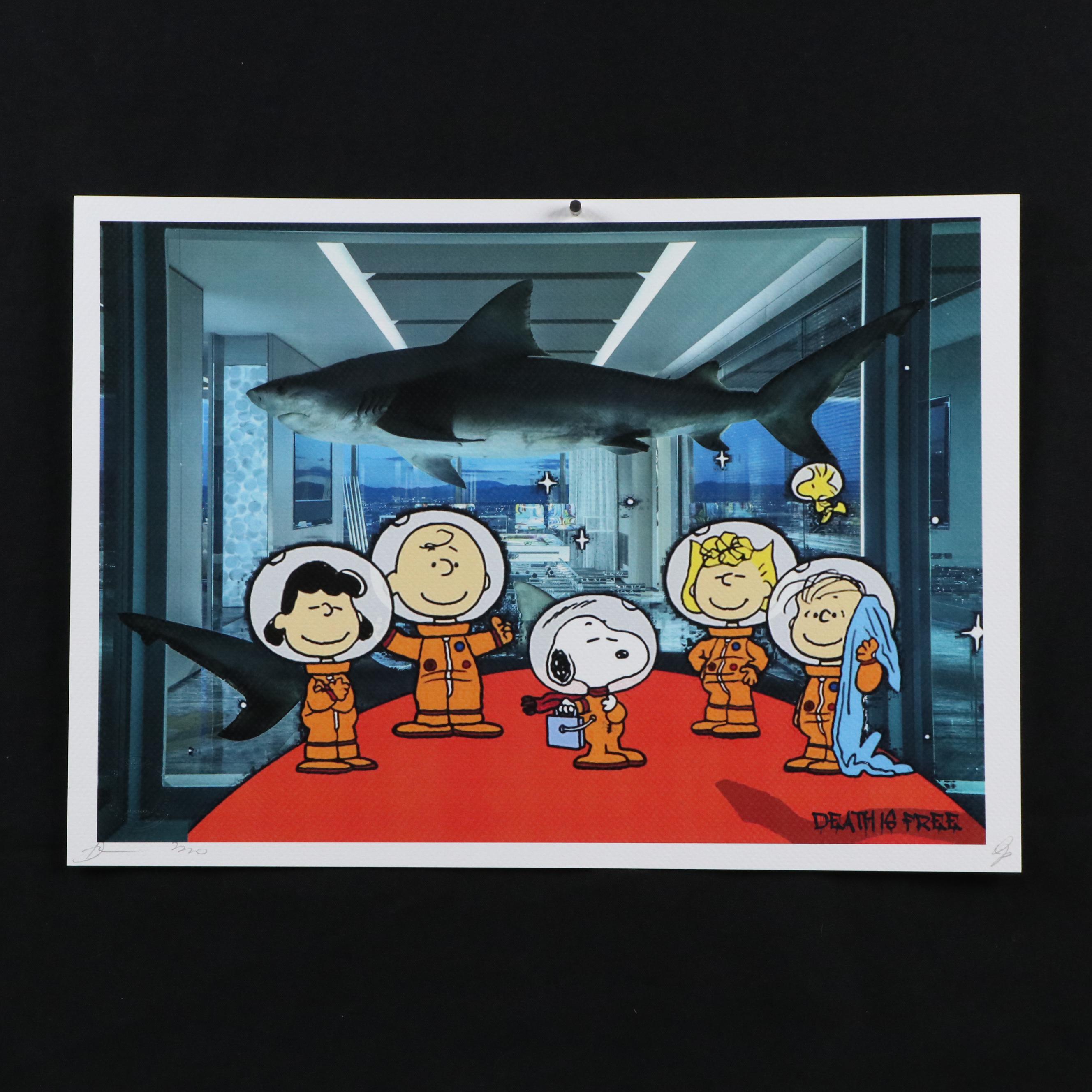 Death NYC Pop Art Digital Graphic Print Homage to Peanuts x Damien Hurst, 2020