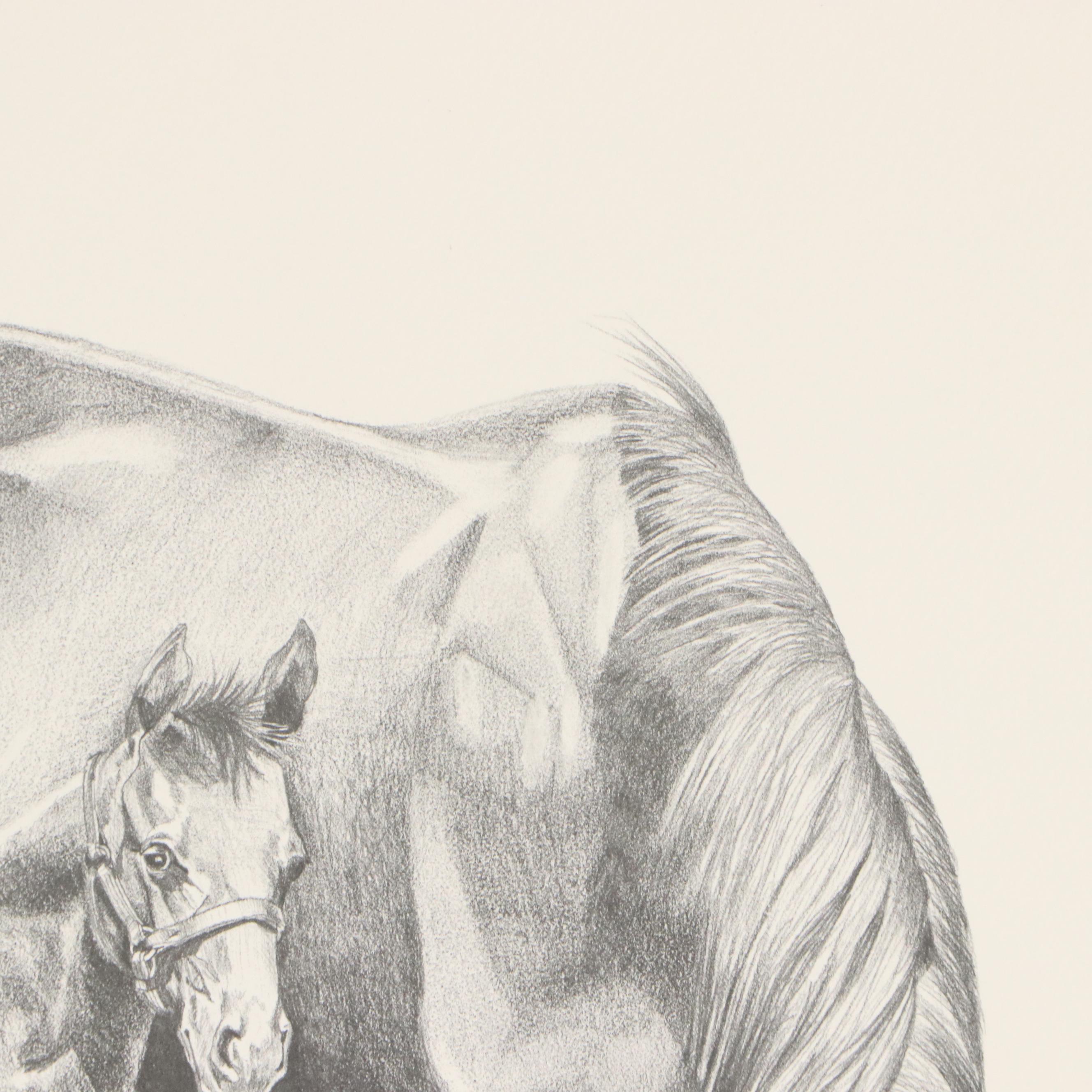 Gene Gray Halftone "Claiborne Farms Mare and Foal," Circa 1977