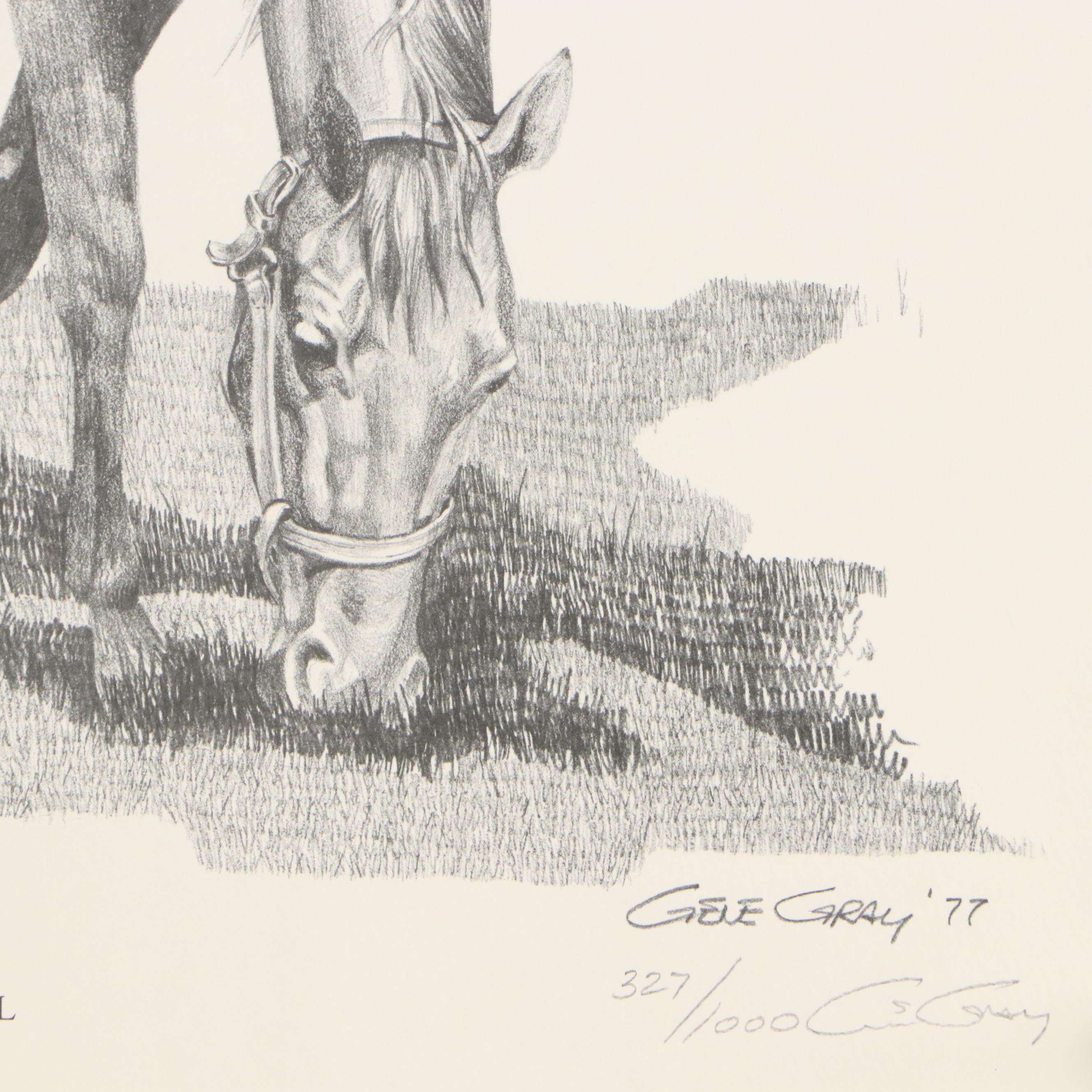 Gene Gray Halftone "Claiborne Farms Mare and Foal," Circa 1977