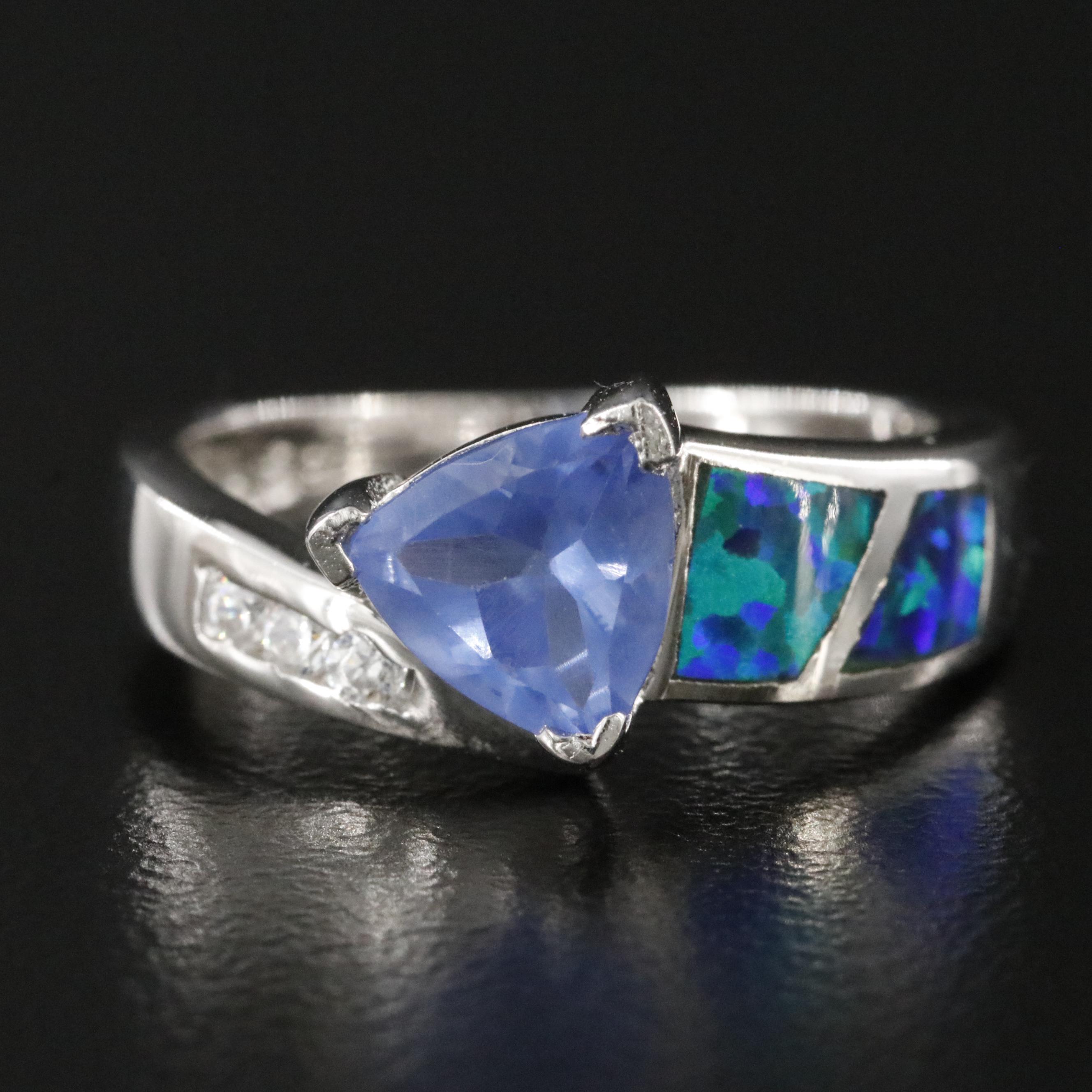 Sterling Tanzanite and Opal Ring