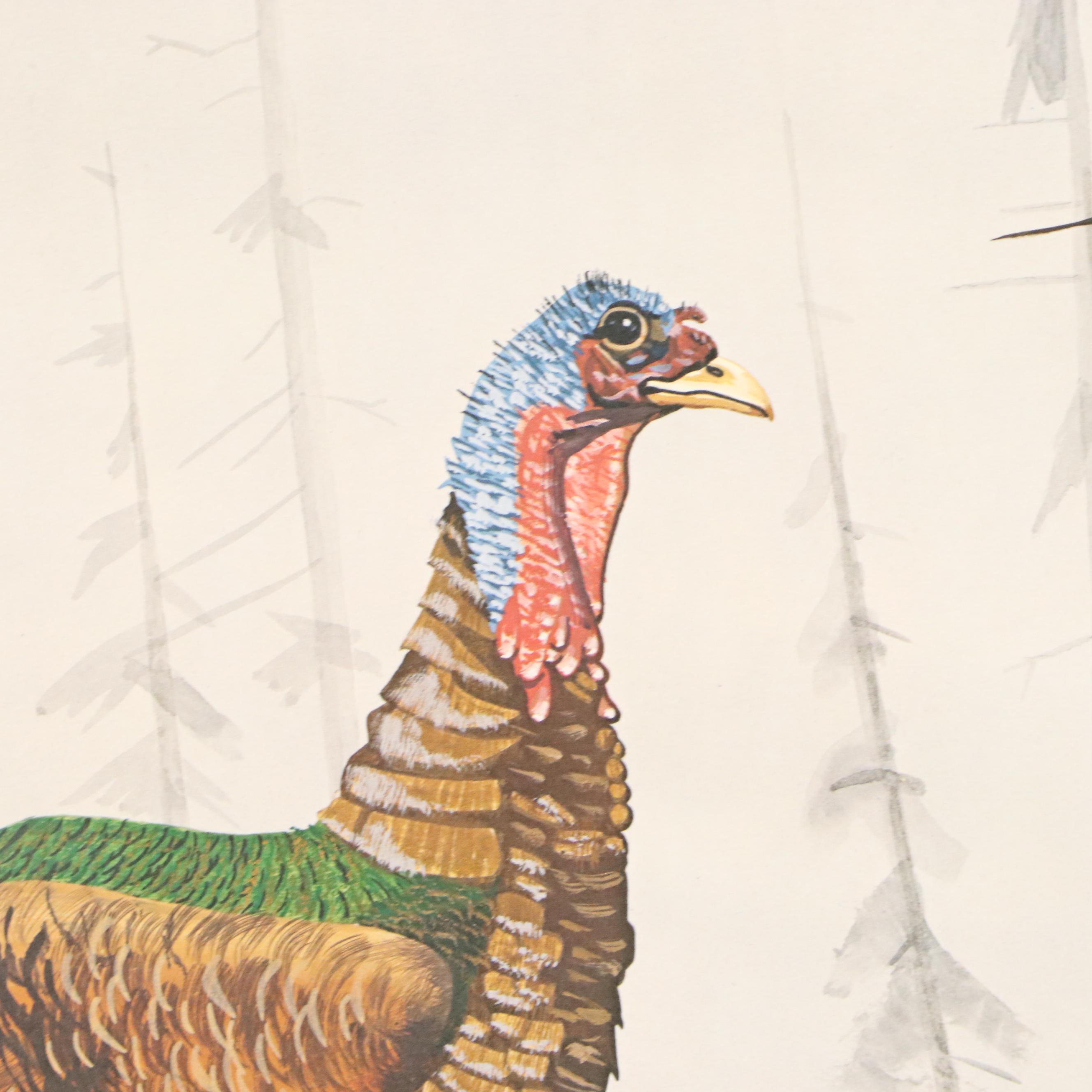 Gene Gray Offset Lithograph "Wild Turkey," Circa 1979