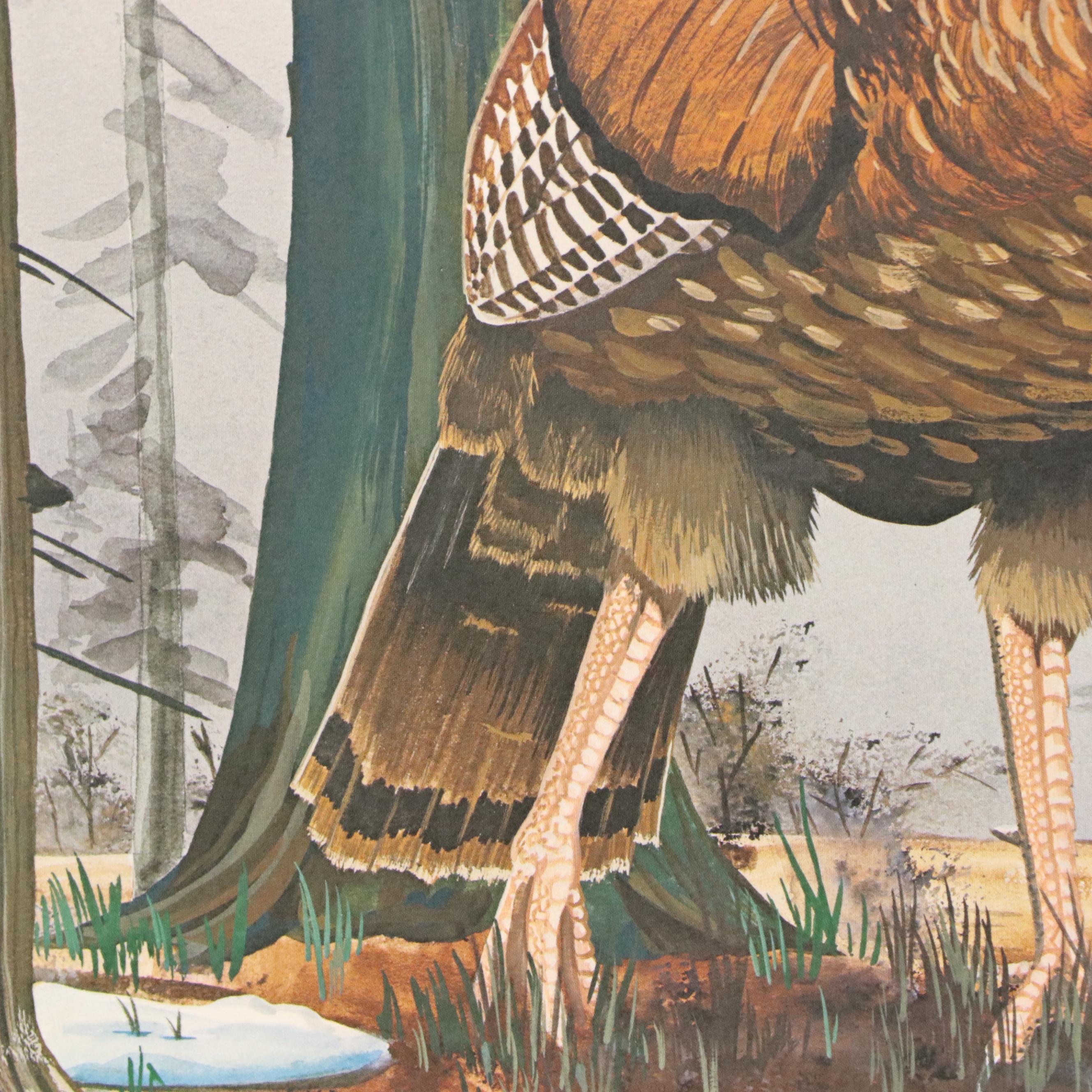 Gene Gray Offset Lithograph "Wild Turkey," Circa 1979