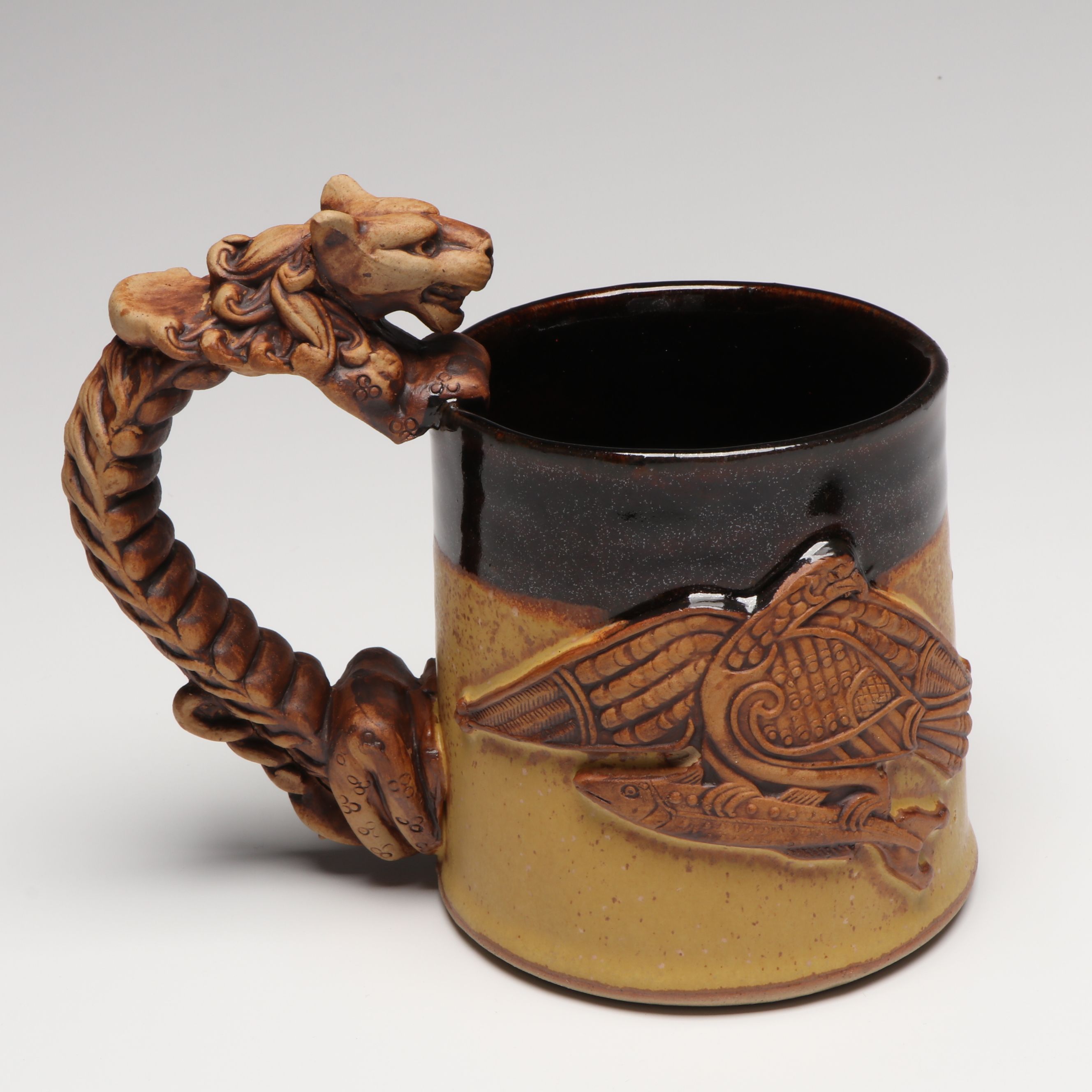 Celtic Style Salt Glazed Glazed Stoneware Mugs