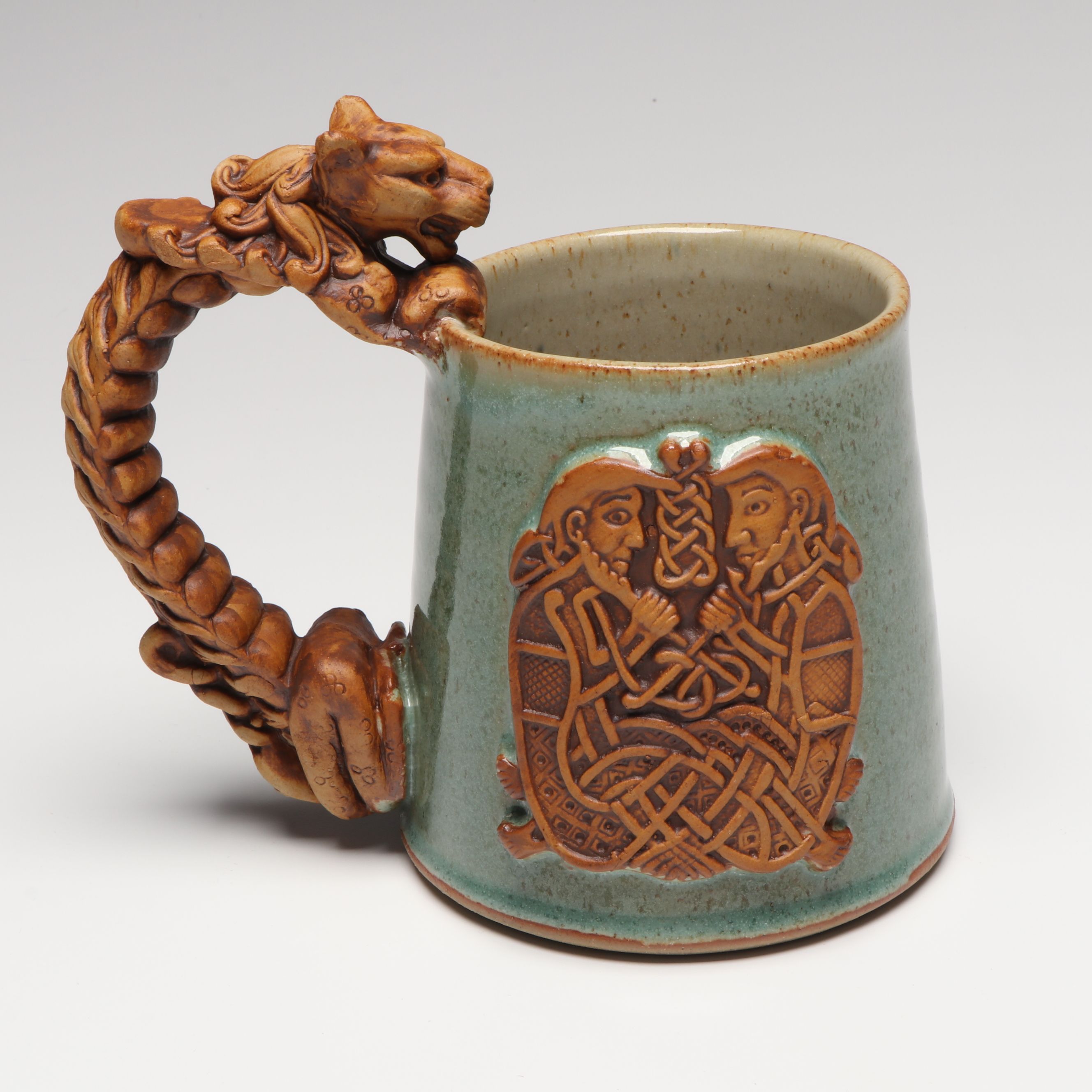 Celtic Style Salt Glazed Glazed Stoneware Mugs