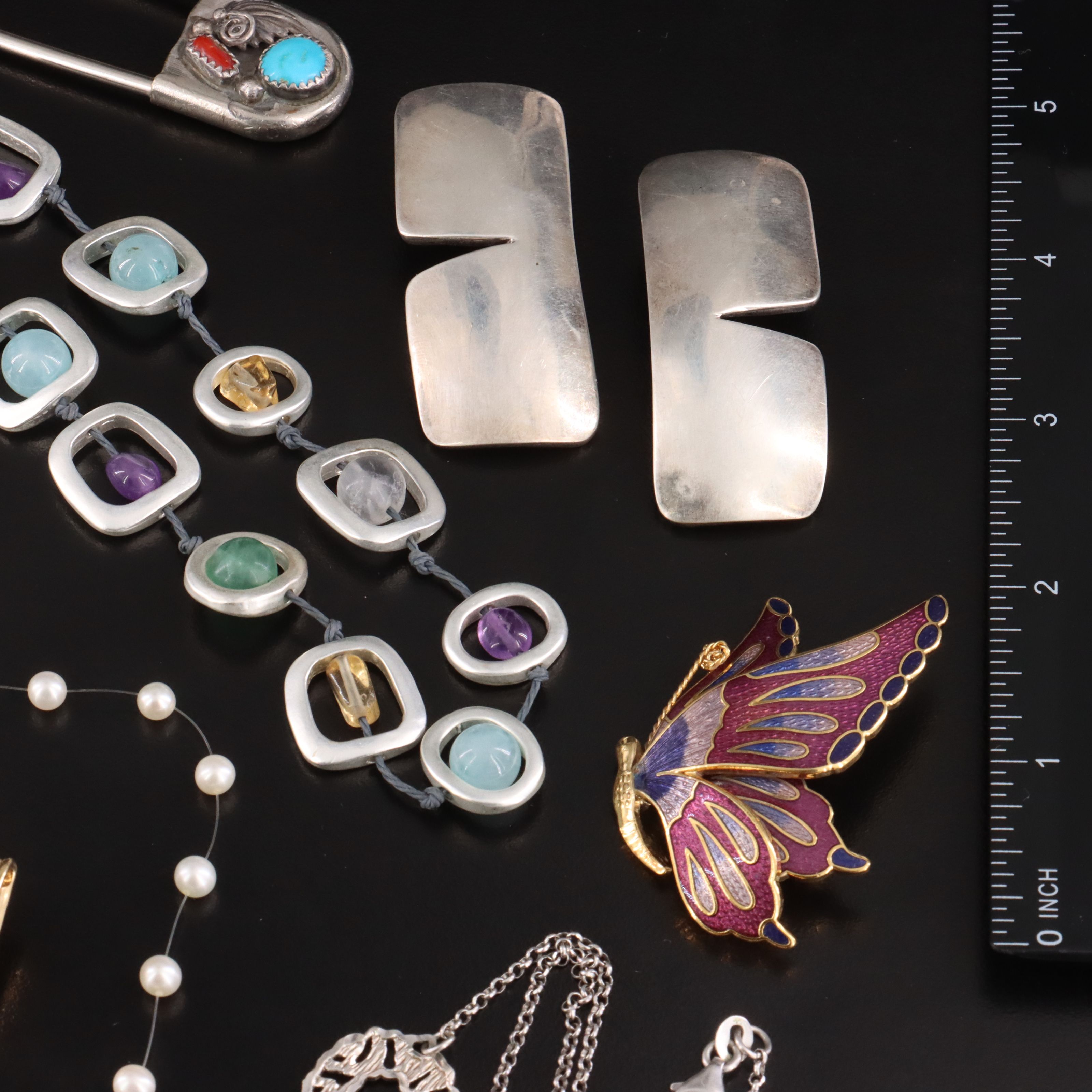 Jewelry Collection Including Sterling, Imitation Pearl, Coral and Amethyst