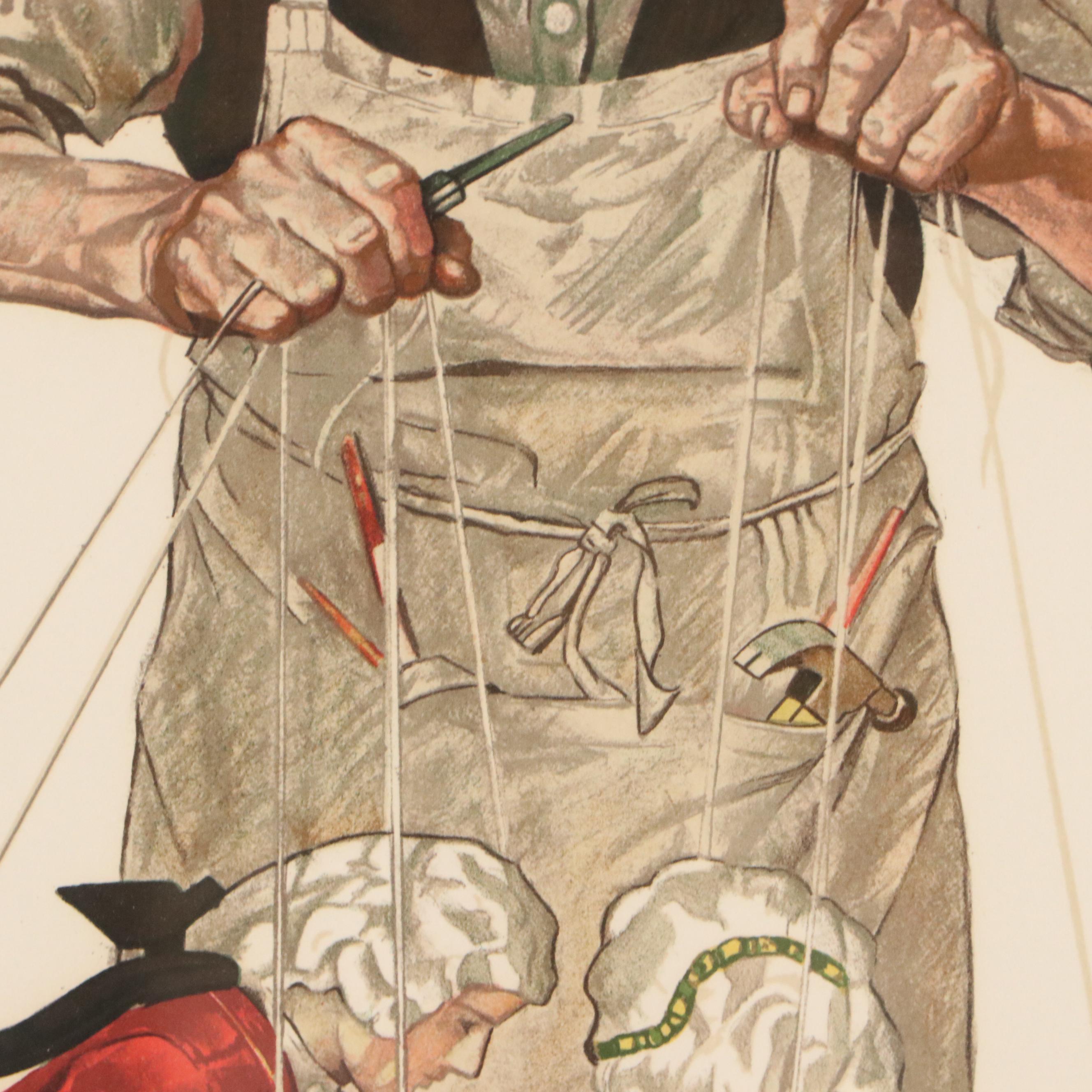 Norman Rockwell Authorized Estate Lithograph "The Puppeteer," 1974