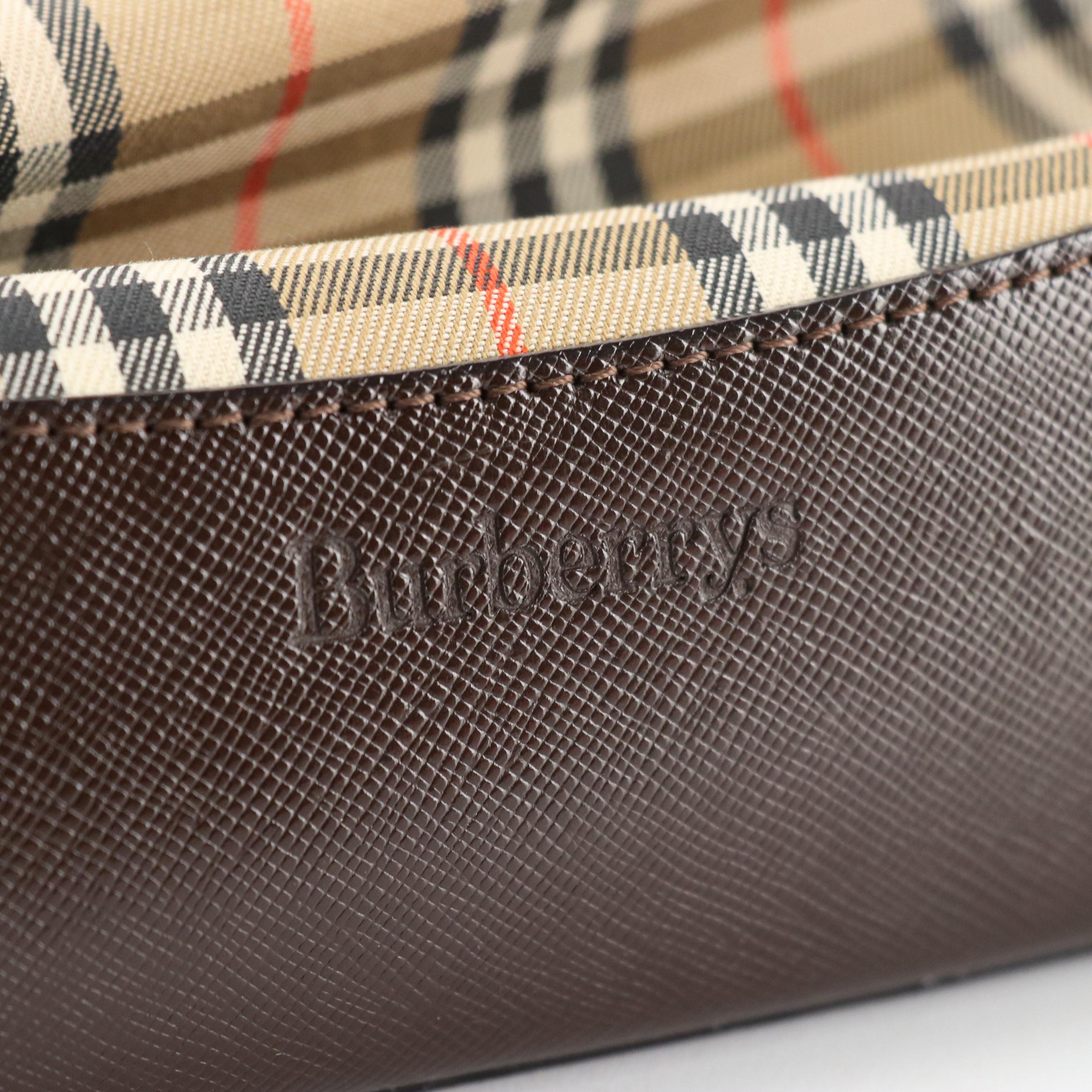 Burberrys Haymarket Check and Saffiano Leather Shoulder Bag