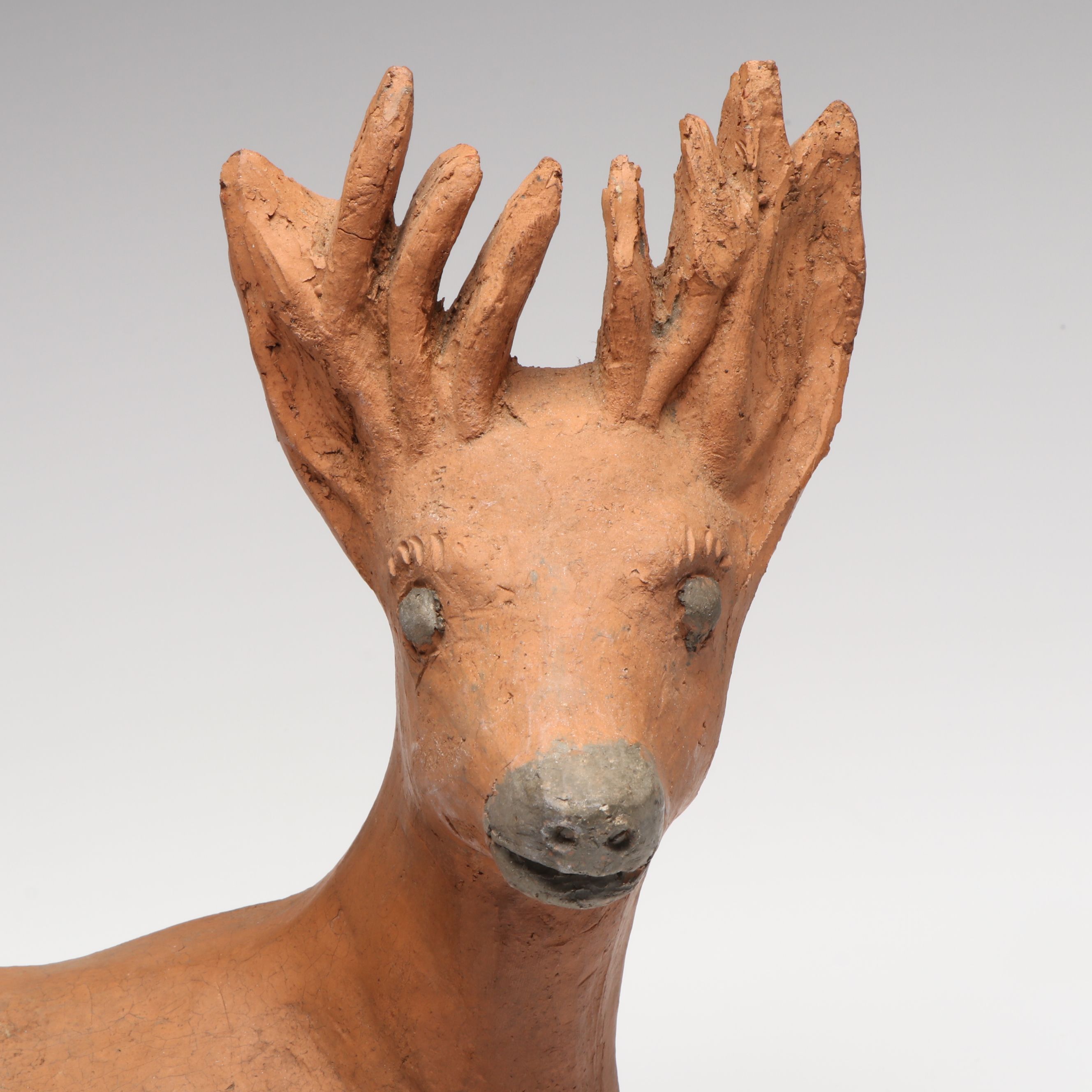 Ohio Sewer Tile Clay Resting Deer Sculpture, Late 19th to Early 20th Century