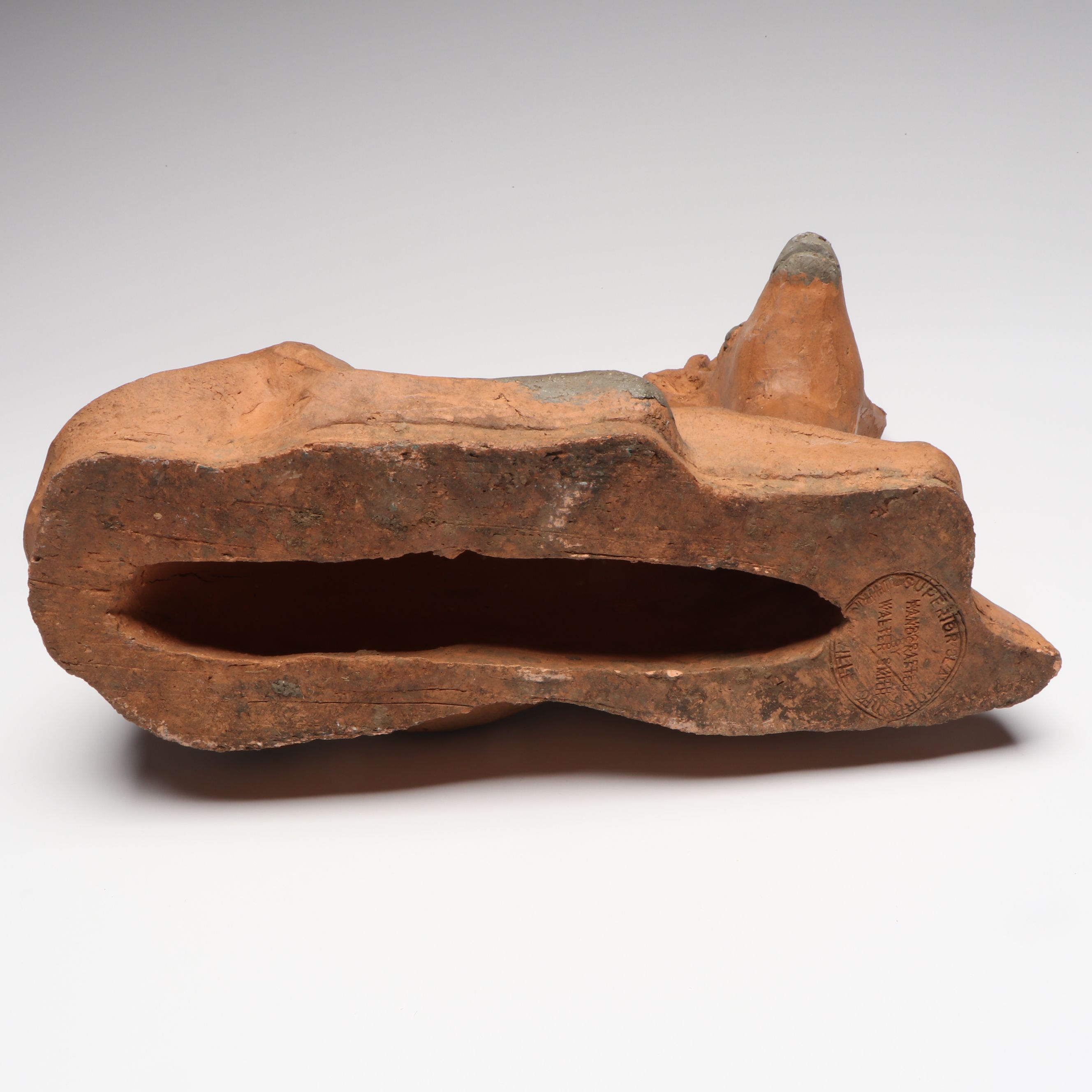 Ohio Sewer Tile Clay Resting Deer Sculpture, Late 19th to Early 20th Century