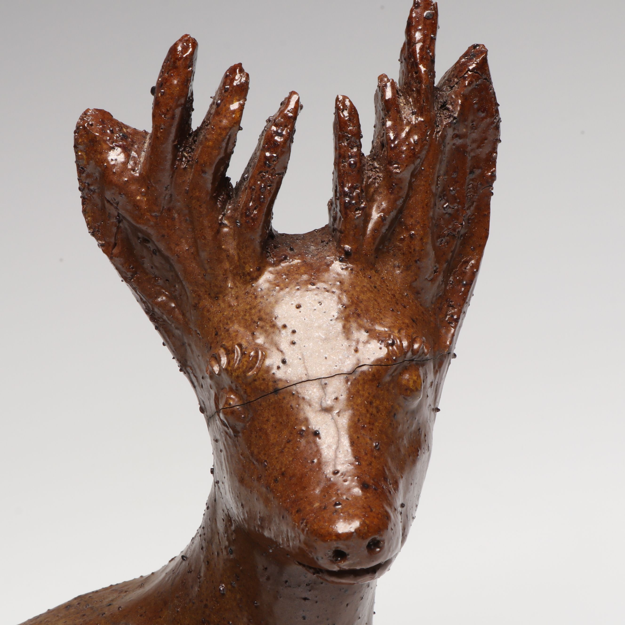 Ohio Sewer Tile Clay Resting Deer Sculpture, Late 19th to Early 20th Century