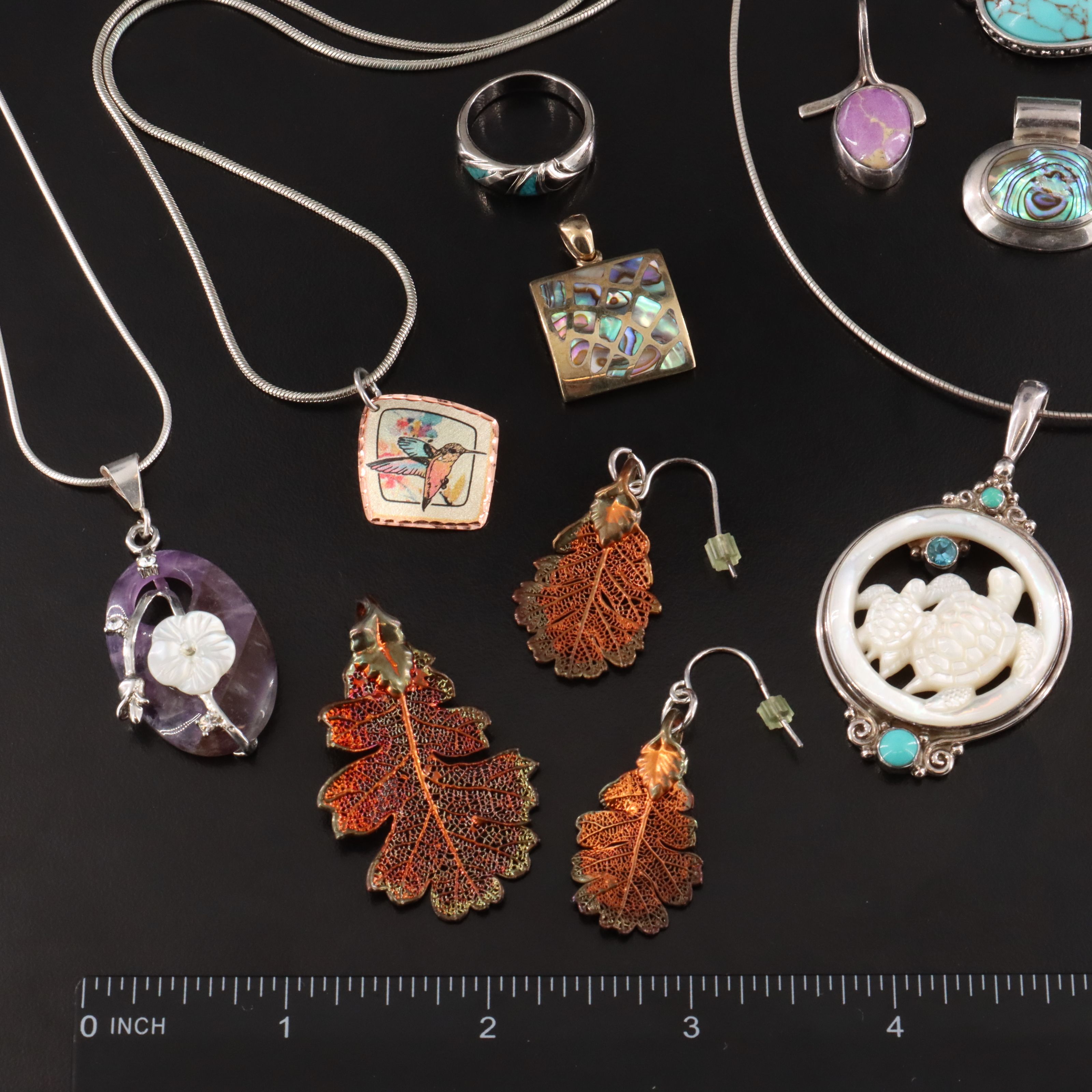 Jewelry Collection Including Sajen, Sterling and Abalone