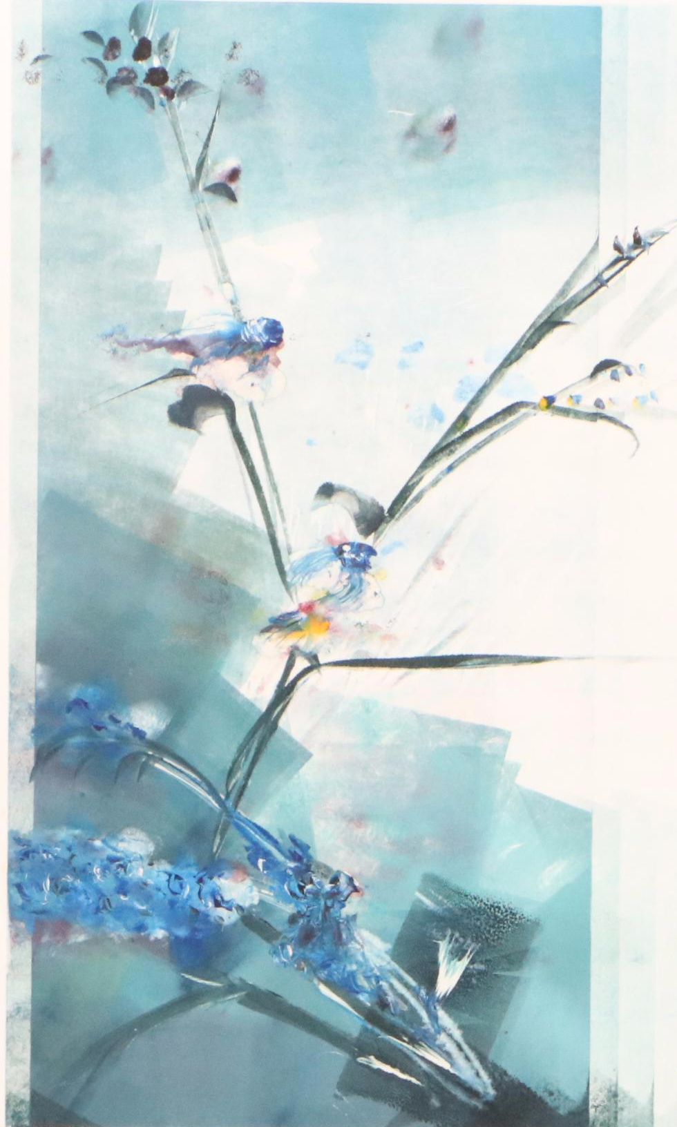 Sandra Deneault Floral Monotype in Blue, 1988