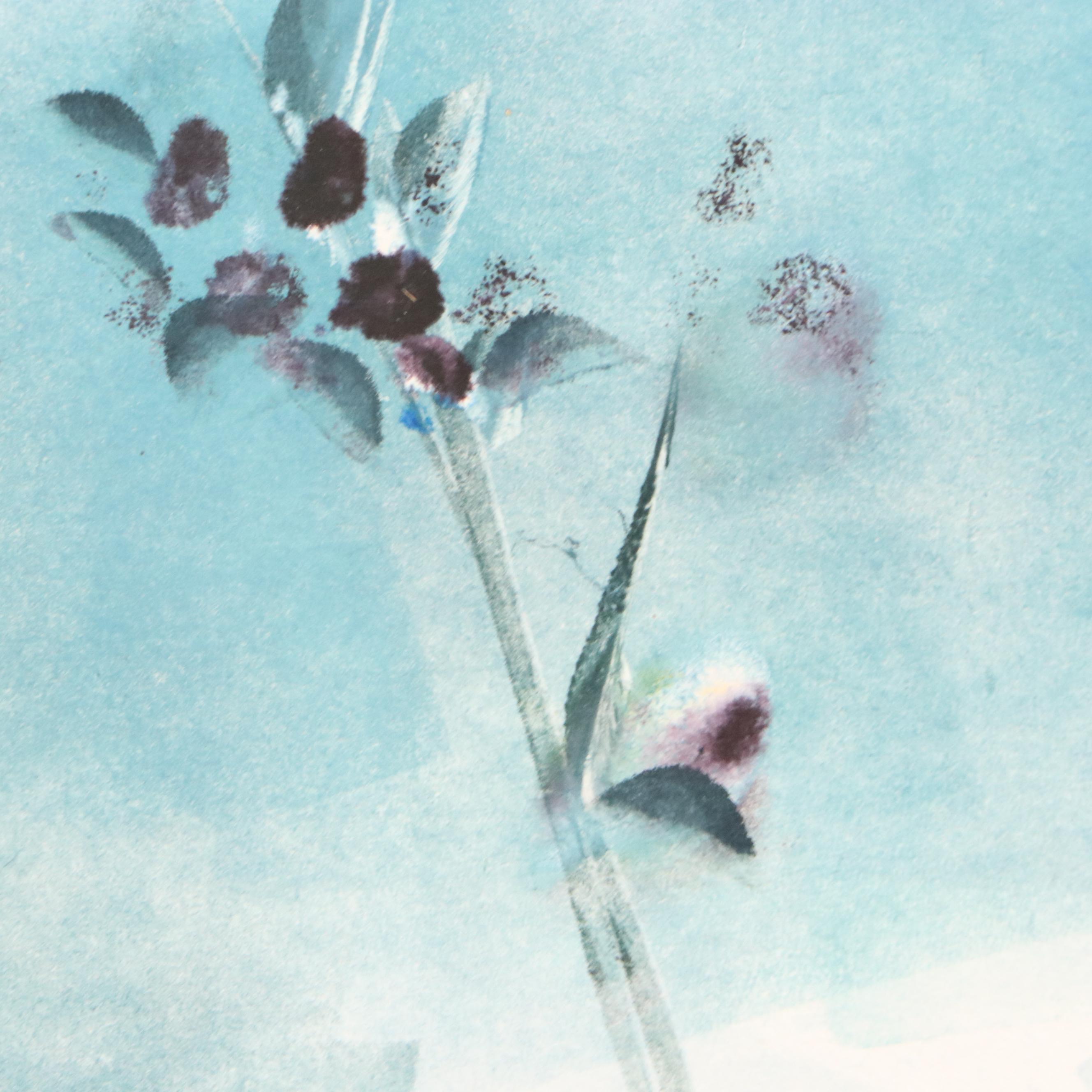 Sandra Deneault Floral Monotype in Blue, 1988