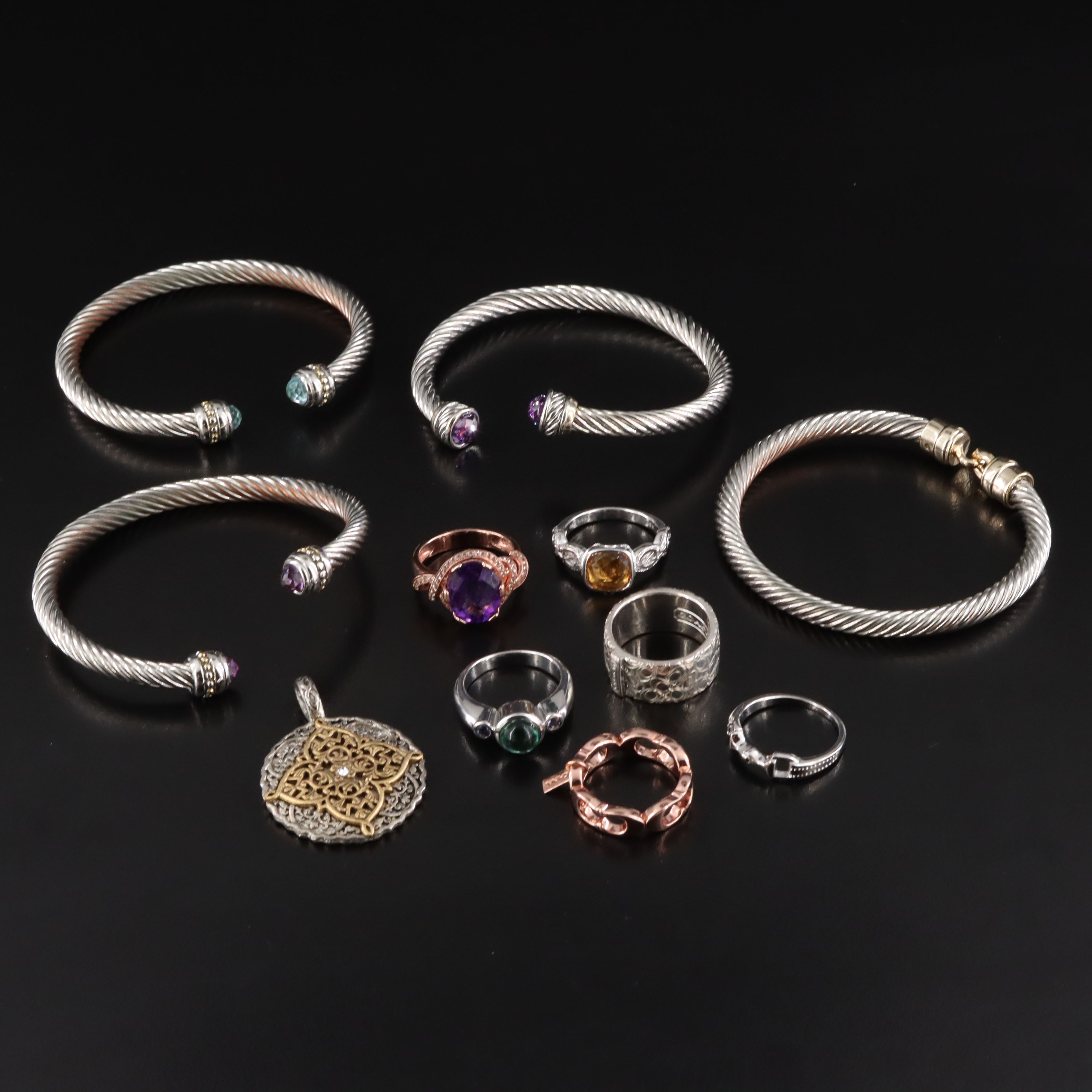 Jewelry Collection Including Coach, Sterling, Amethyst and White Topaz