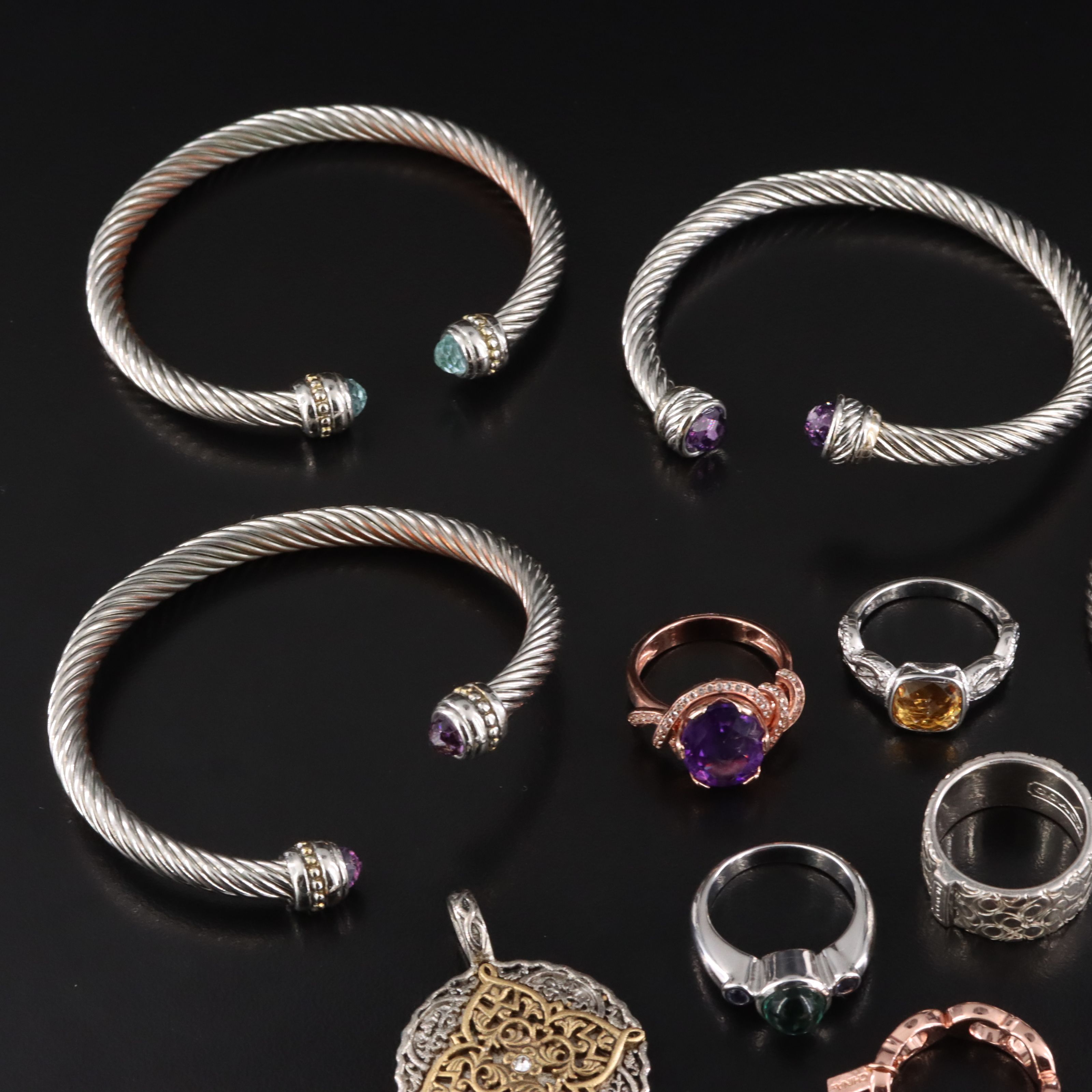 Jewelry Collection Including Coach, Sterling, Amethyst and White Topaz