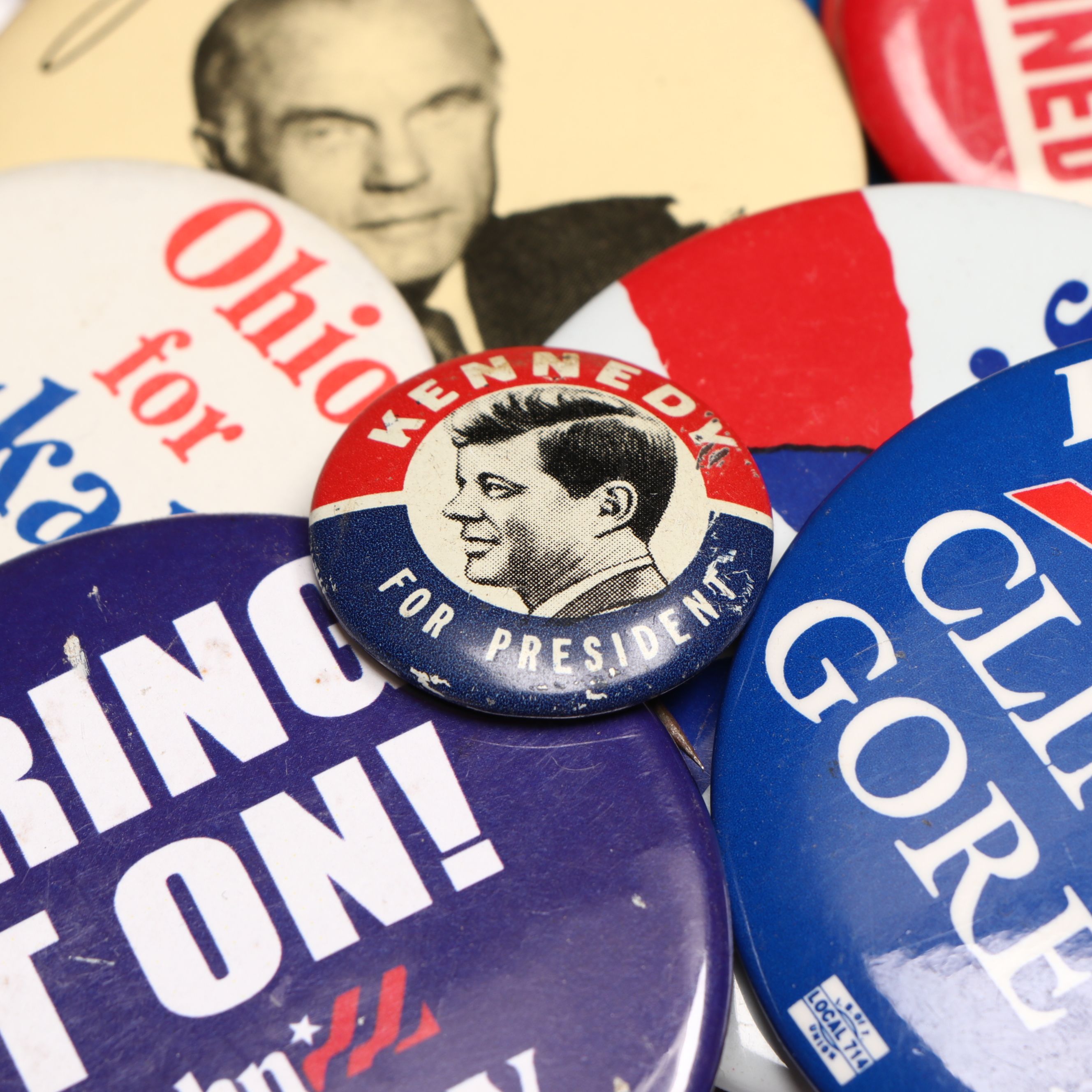Bill Clinton, Al Gore, John F. Kennedy, and More Political Pinbacks