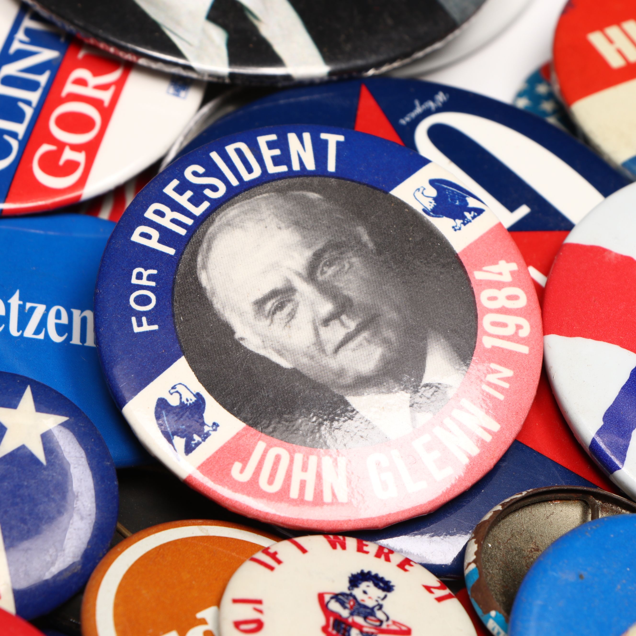 Bill Clinton, Al Gore, John F. Kennedy, and More Political Pinbacks