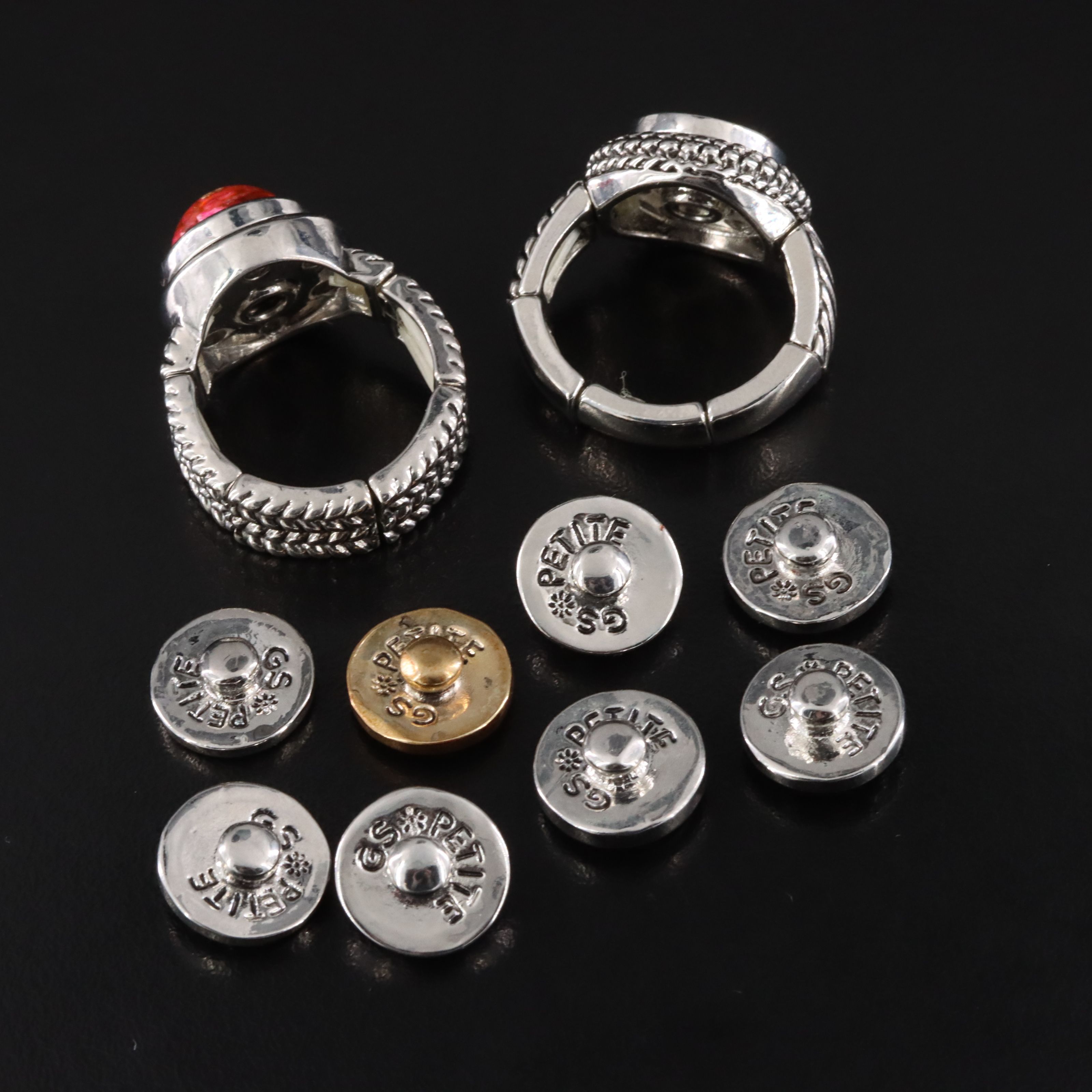Rhinestone, Enamel and Glass Interchangeable Top Rings