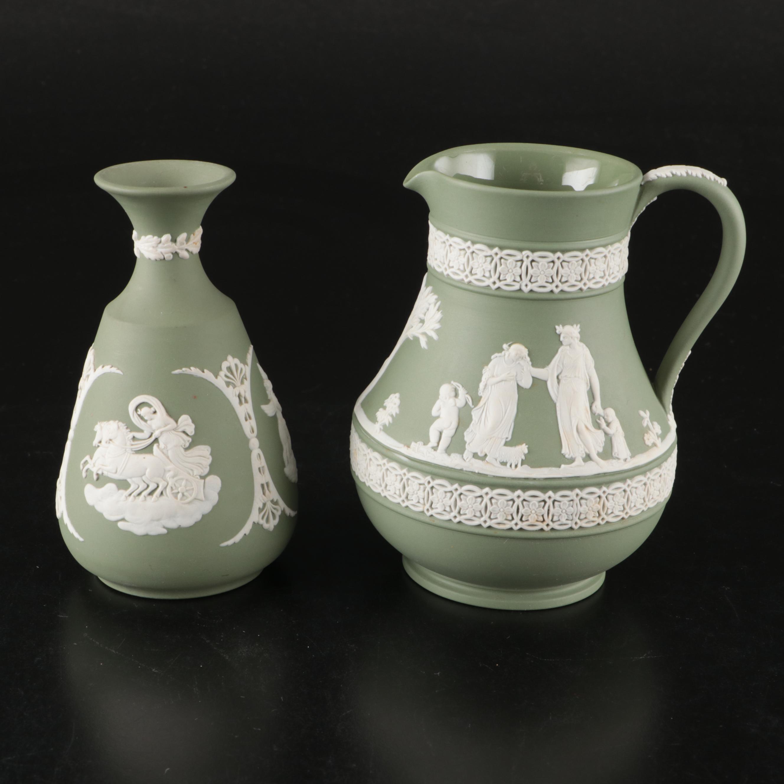 Wedgwood Jasperware Shakers, Teapot, Glass Juice Cups, and More Tableware