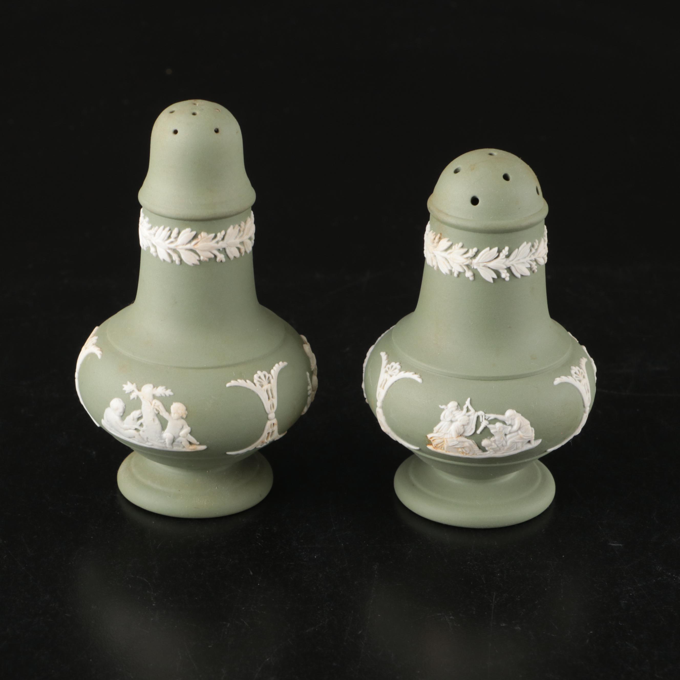 Wedgwood Jasperware Shakers, Teapot, Glass Juice Cups, and More Tableware