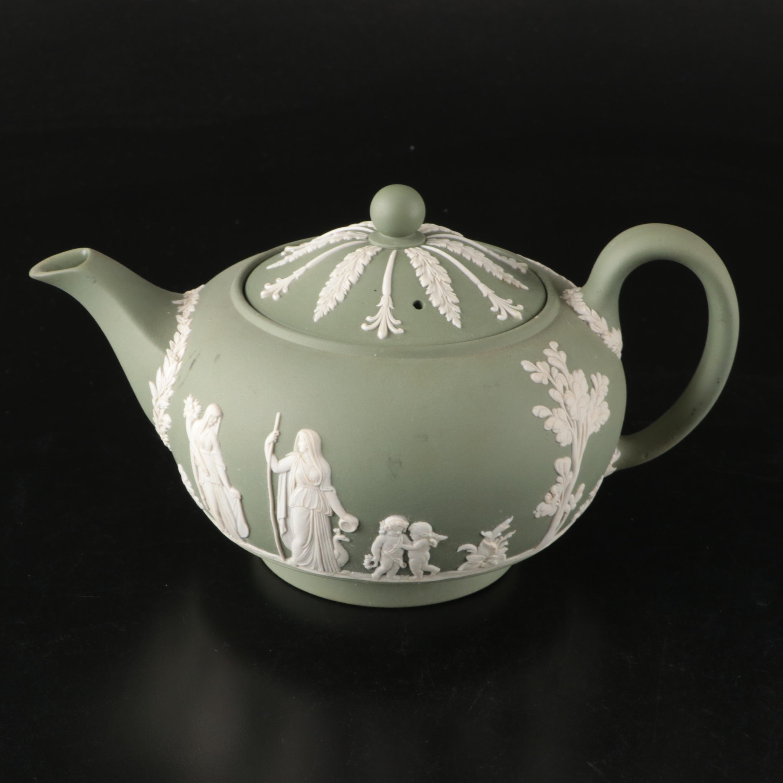 Wedgwood Jasperware Shakers, Teapot, Glass Juice Cups, and More Tableware