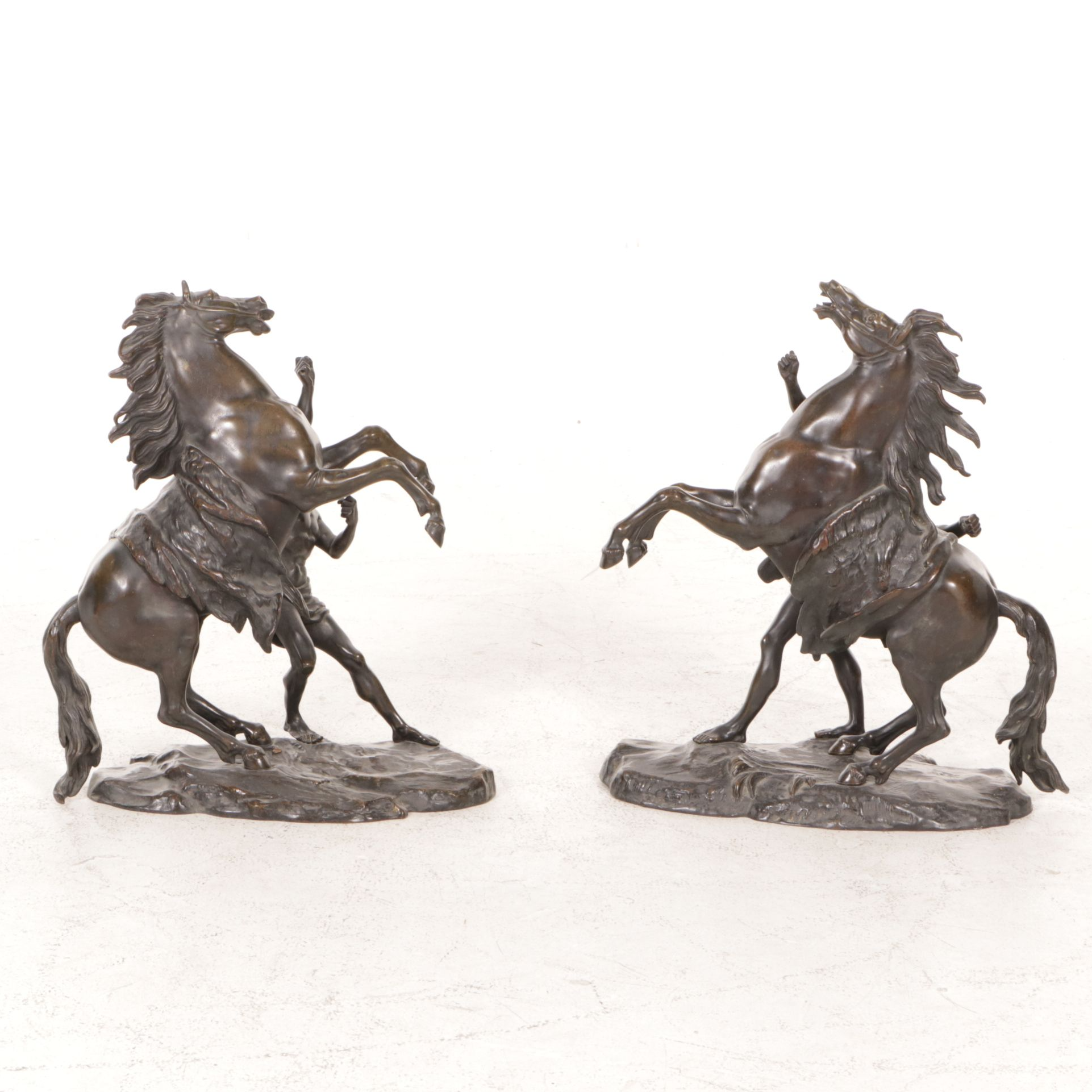 Bronzed Bookends After Guillaume Coustou "Chevaux de Marly"