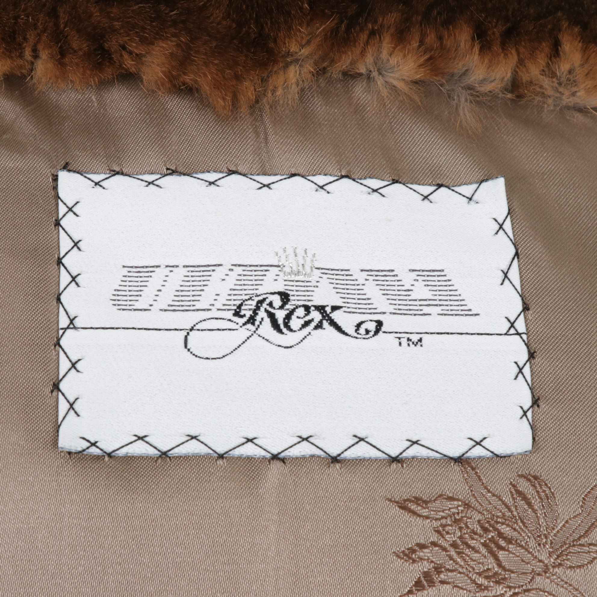 Rex Rabbit Fur Coffee and Cream Striped Full-Length Coat