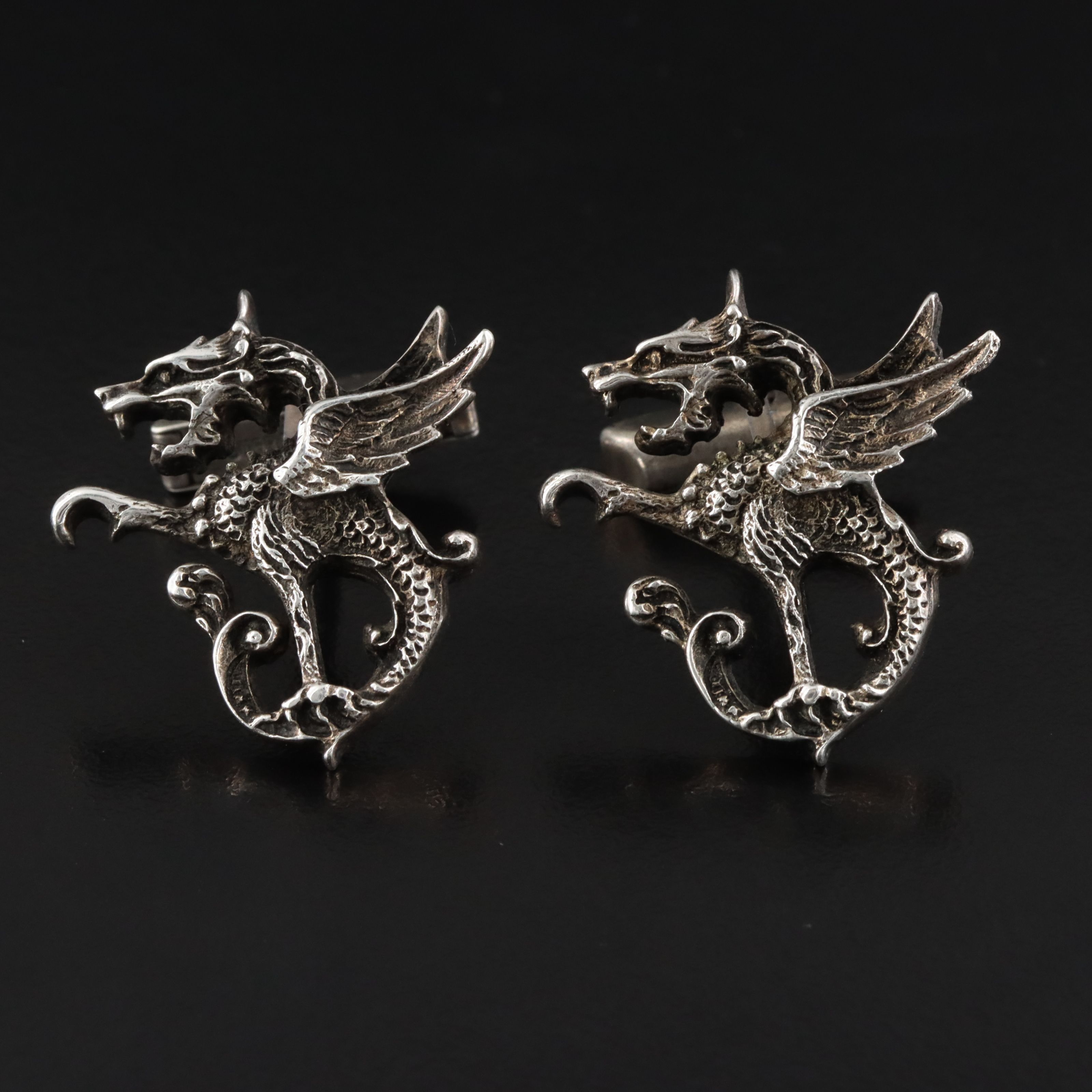 Vintage Sterling Wyvern Cufflinks