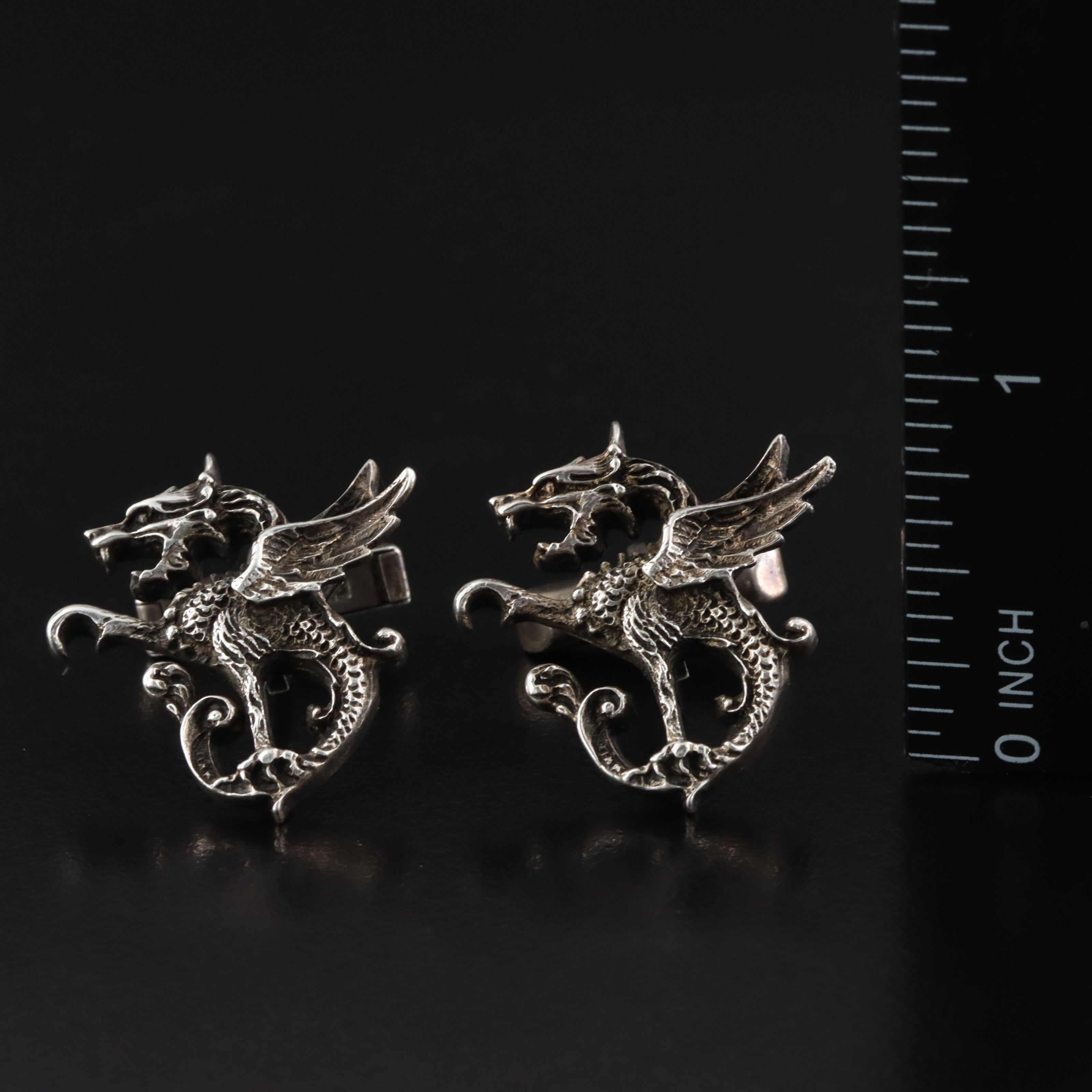 Vintage Sterling Wyvern Cufflinks