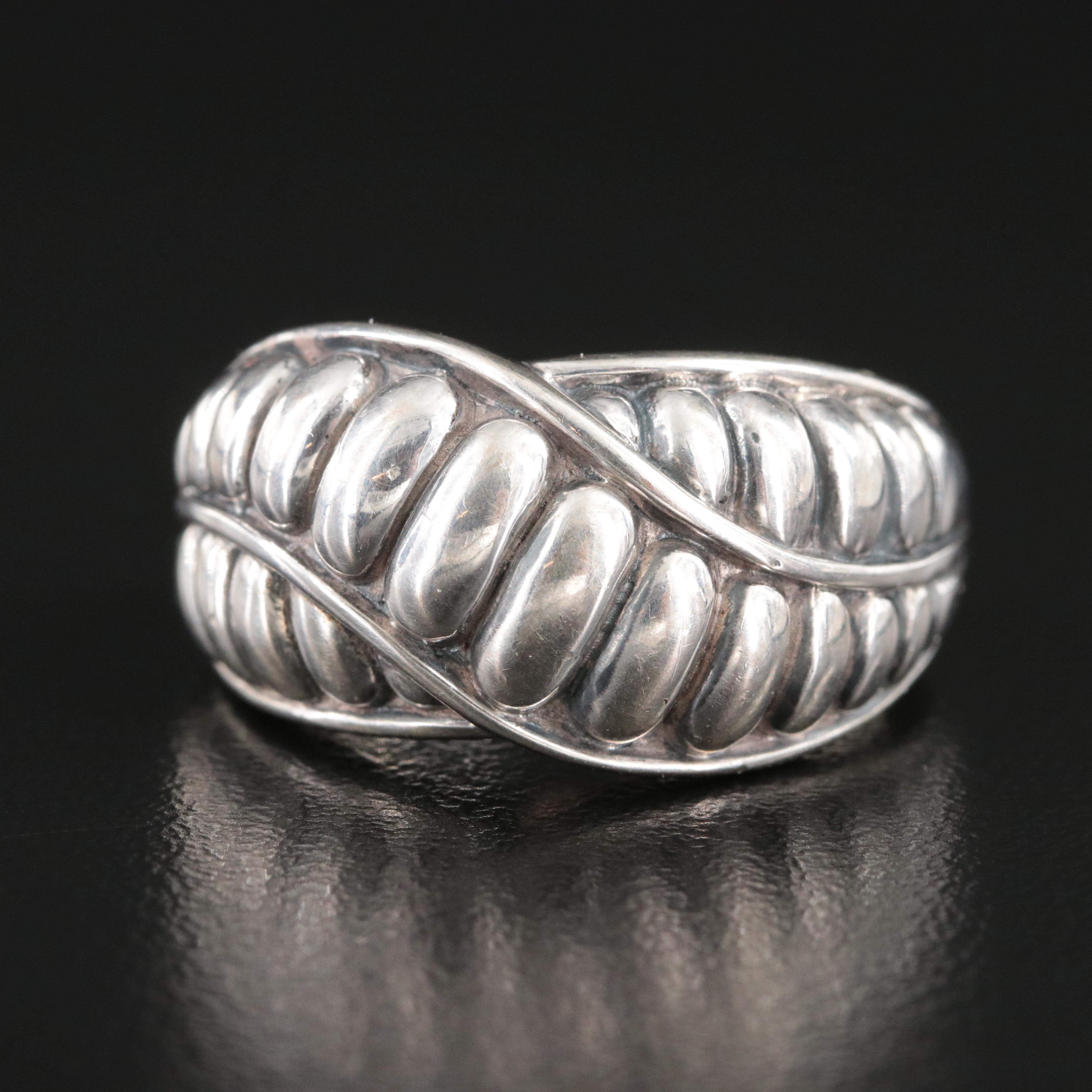 Lagos Sterling Fluted Crossover Ring