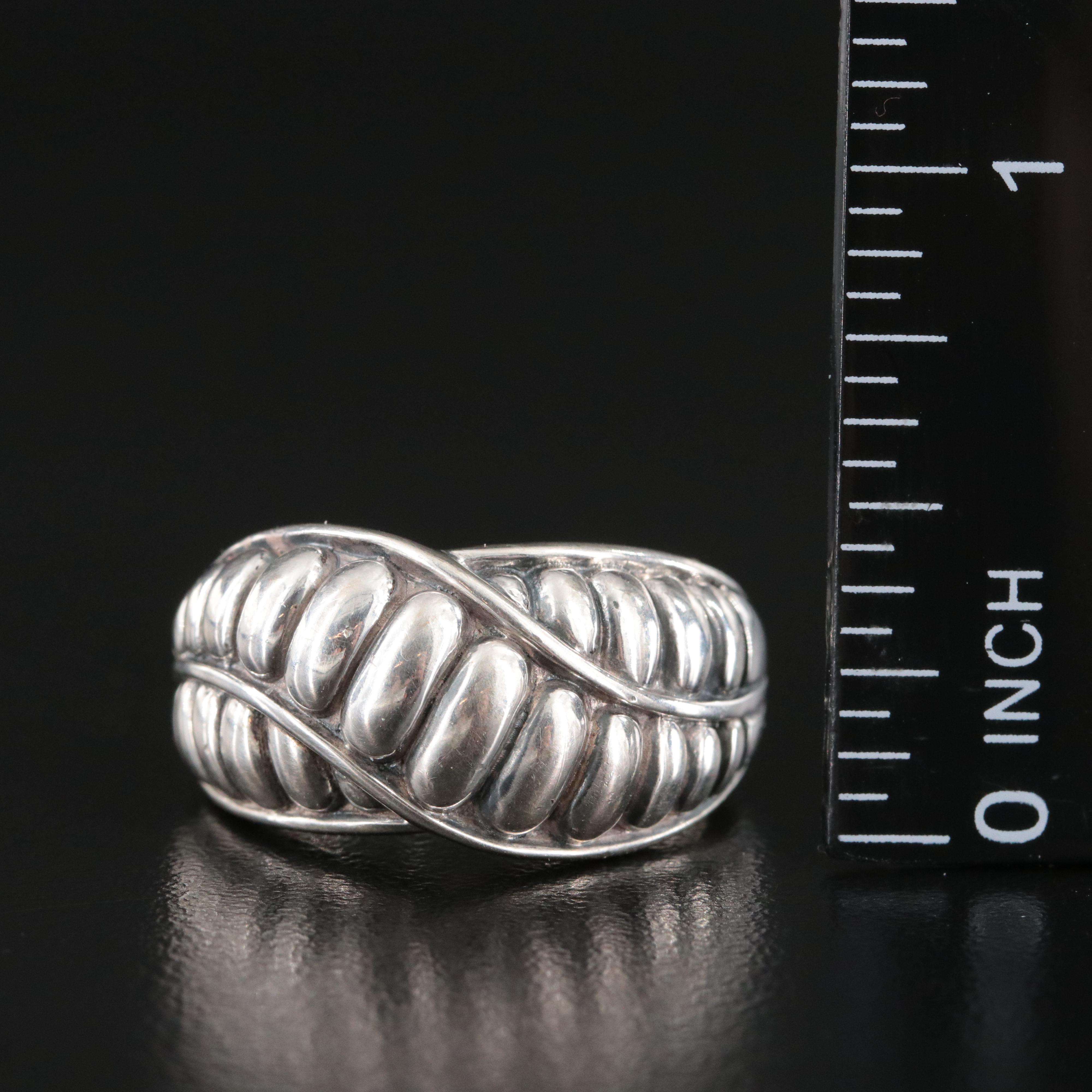 Lagos Sterling Fluted Crossover Ring