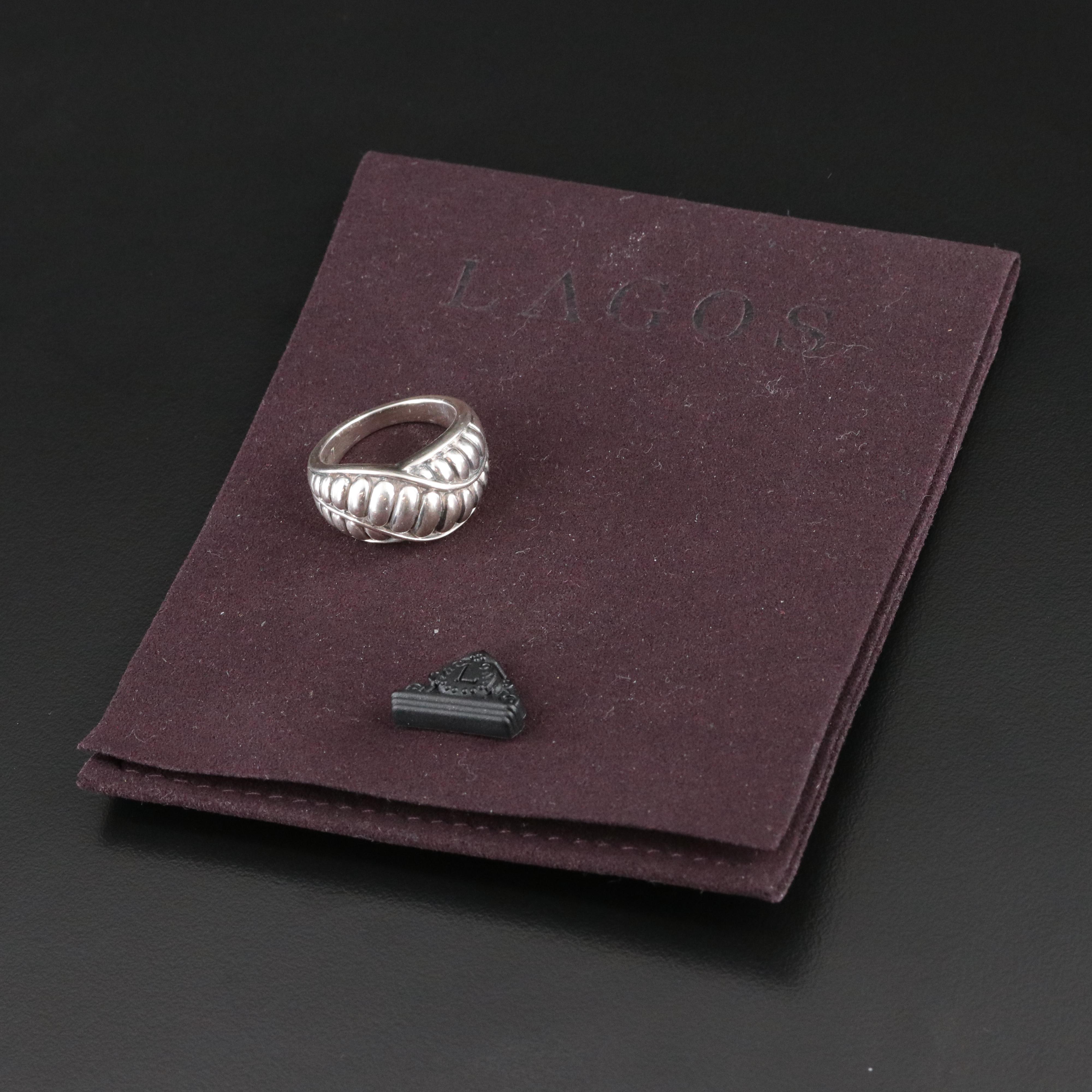 Lagos Sterling Fluted Crossover Ring