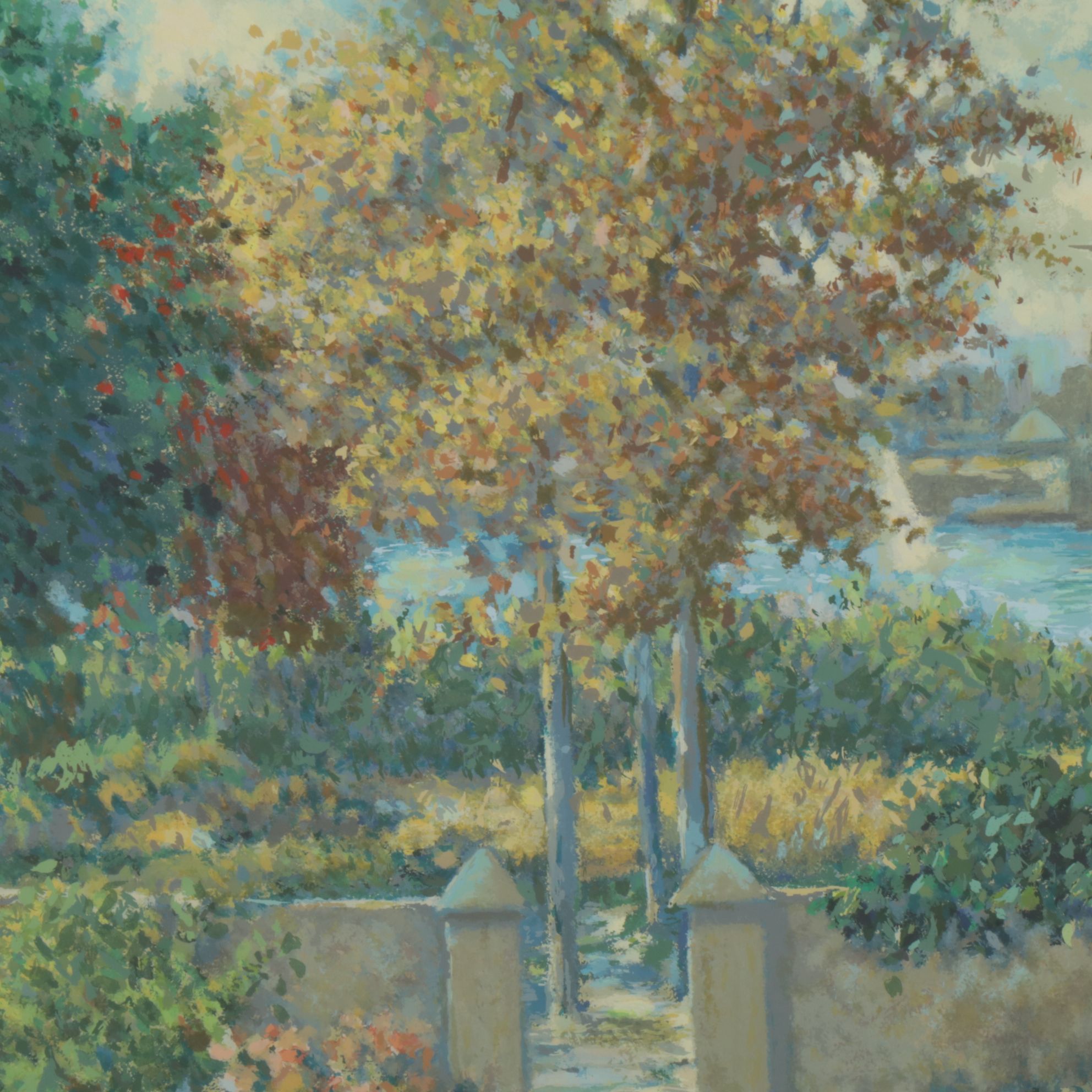 Christian Title Serigraph "View into the City", Late 20th to Early 21st Century