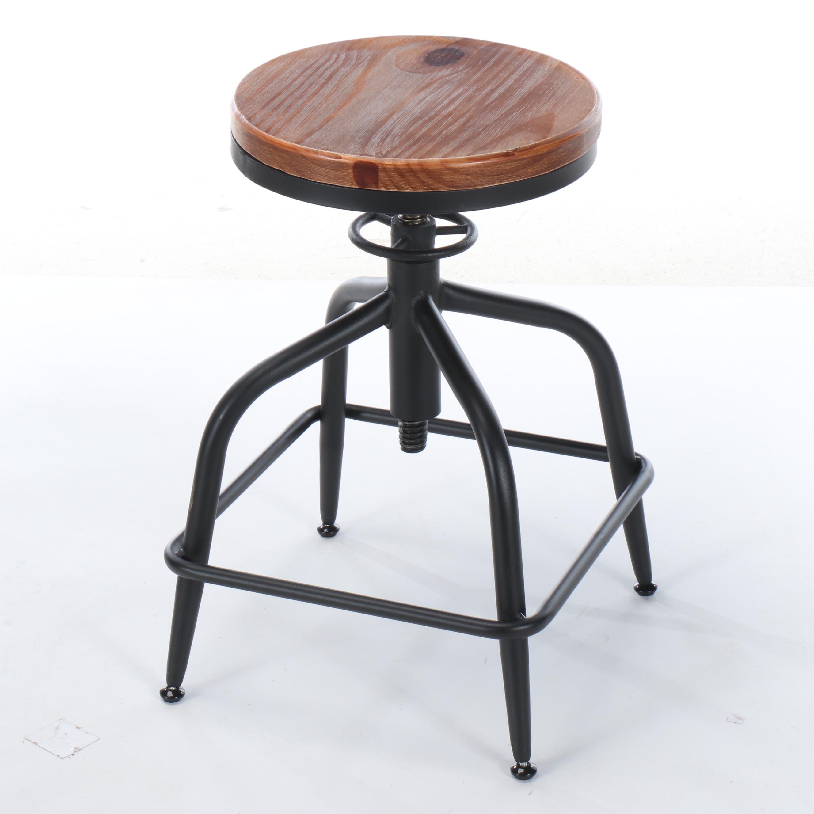 Contemporary Distressed Wooden Side Tables and Stool