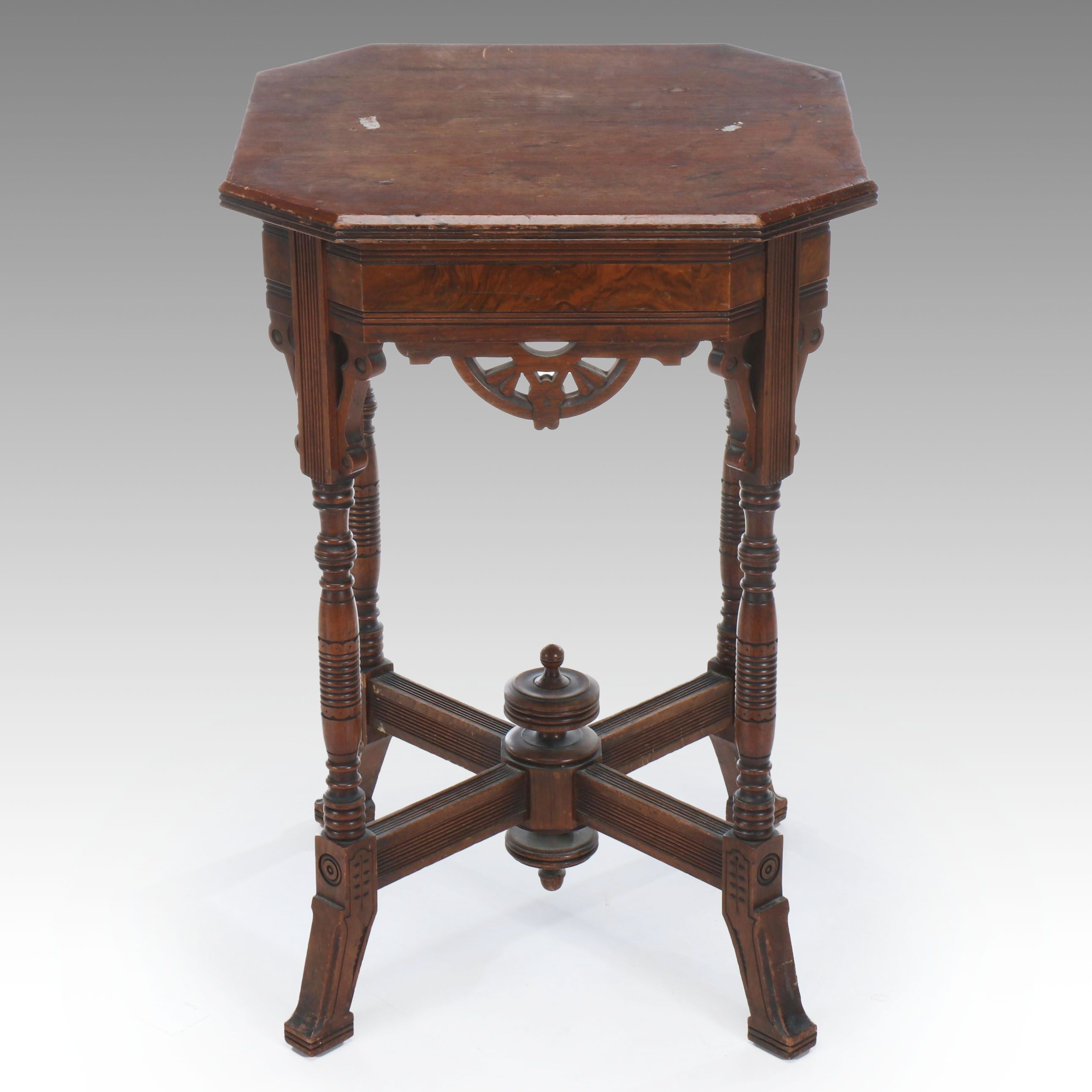 Victorian Burl Wood and Walnut Stand, 19th Century