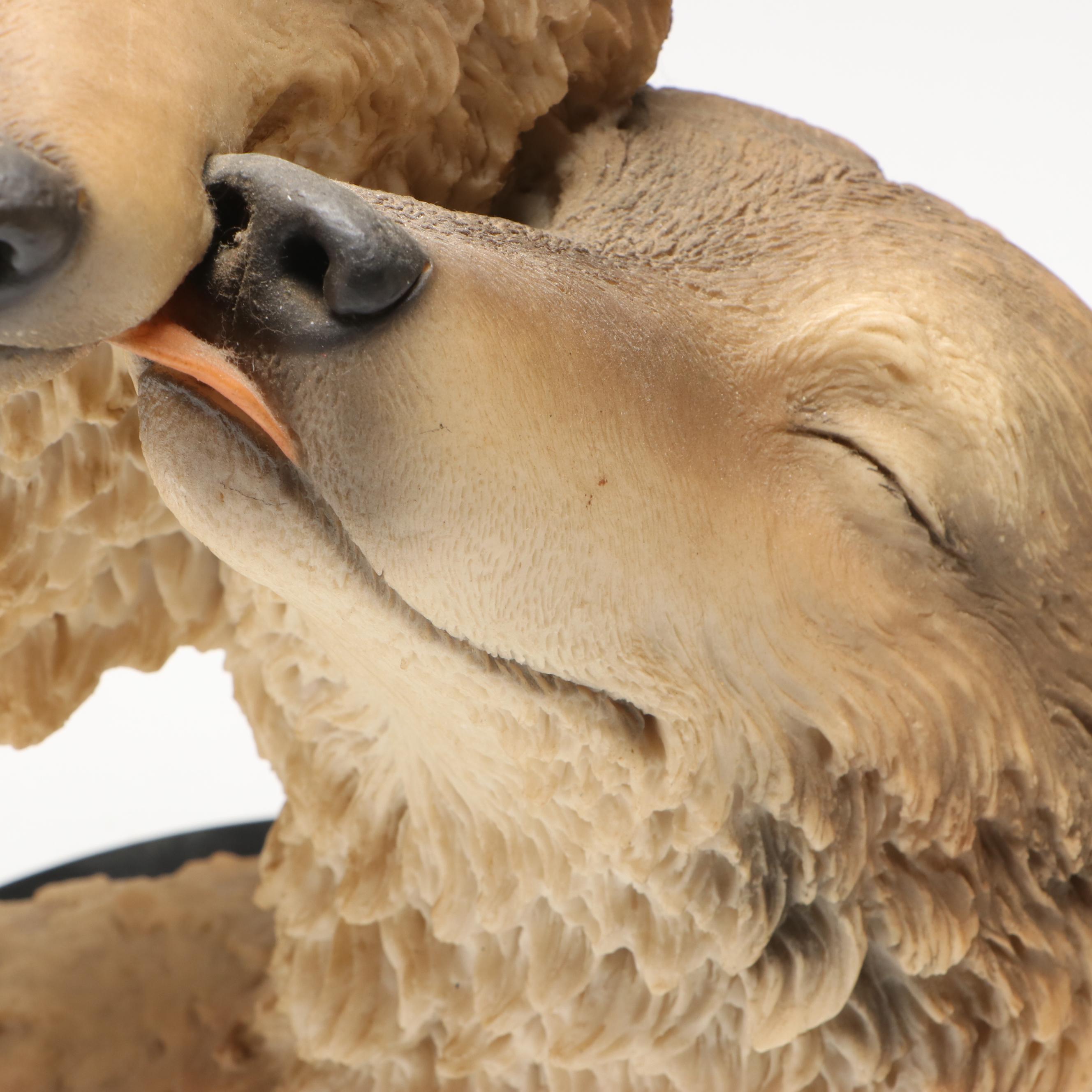 Joe Slockblower "Soul Mates" Resin Wolf Pair Portraits, 1997