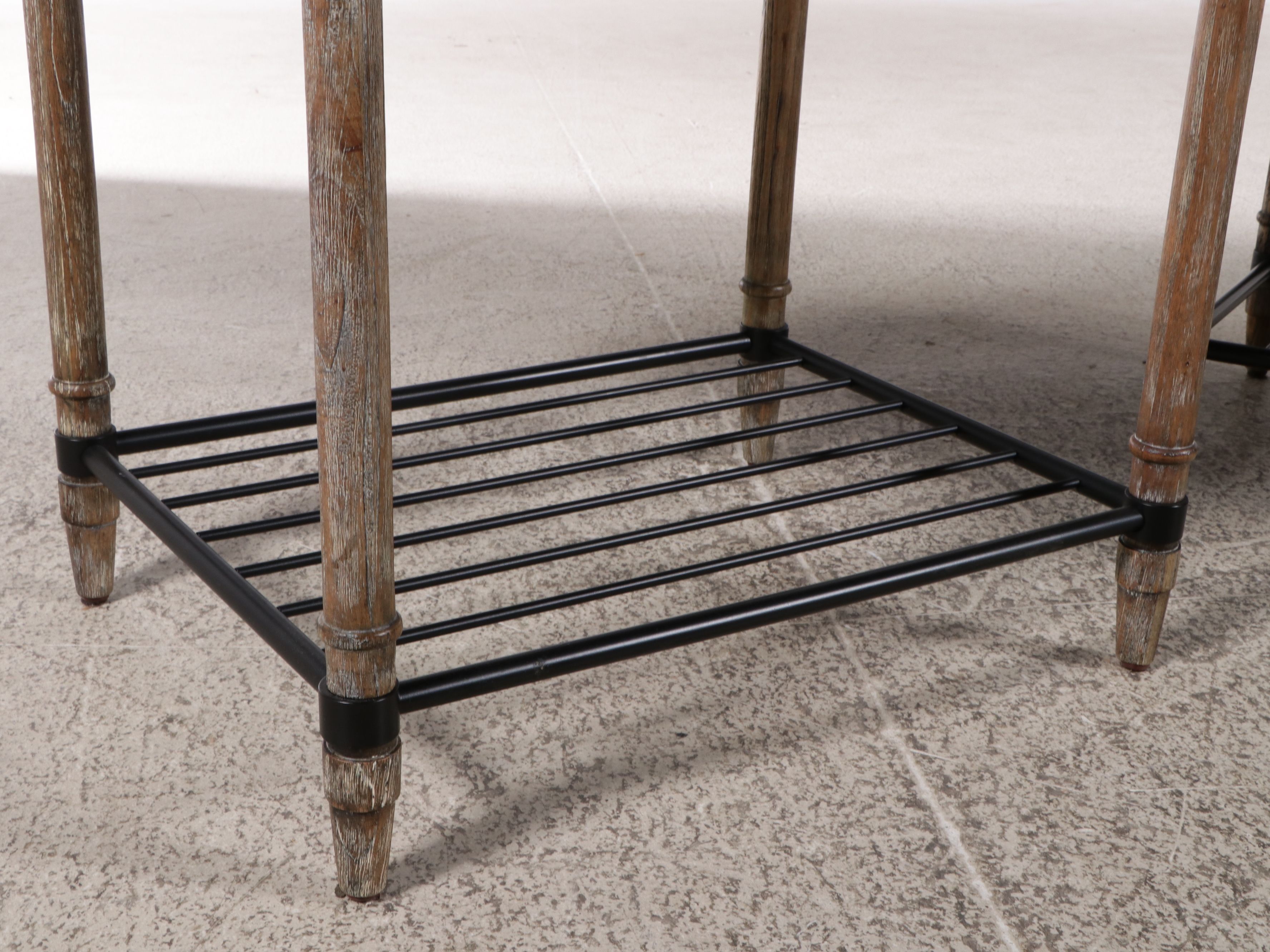 Pair of Stein World Contemporary Beaux Arts Style Wood and Metal Tables