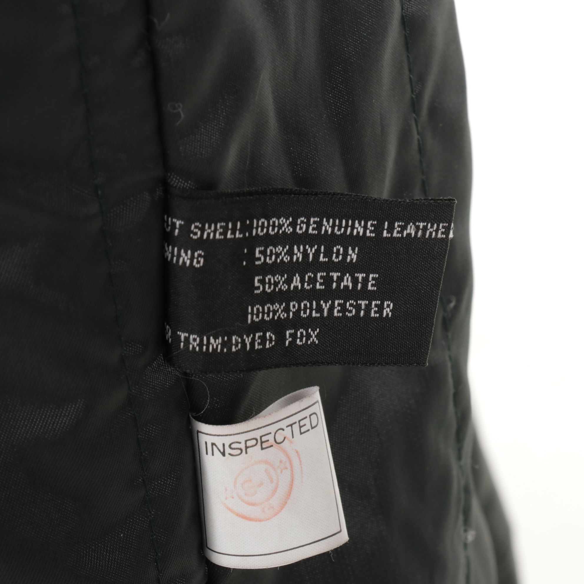 Dyed Fox Fur Collar on Forest Green Leather Long Coat