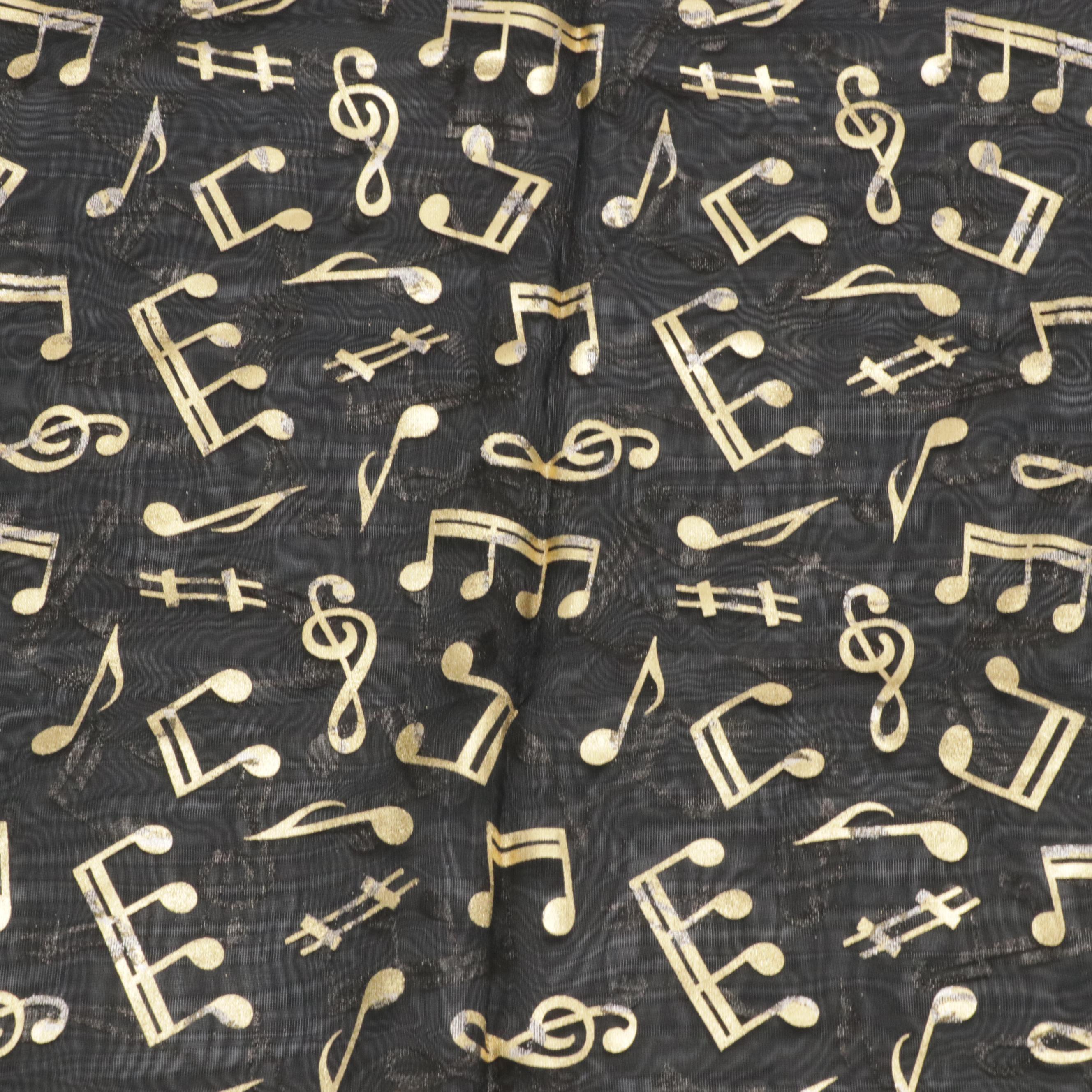 Lurex Scarf Shawl and Music Motif Metallic Print Scarves