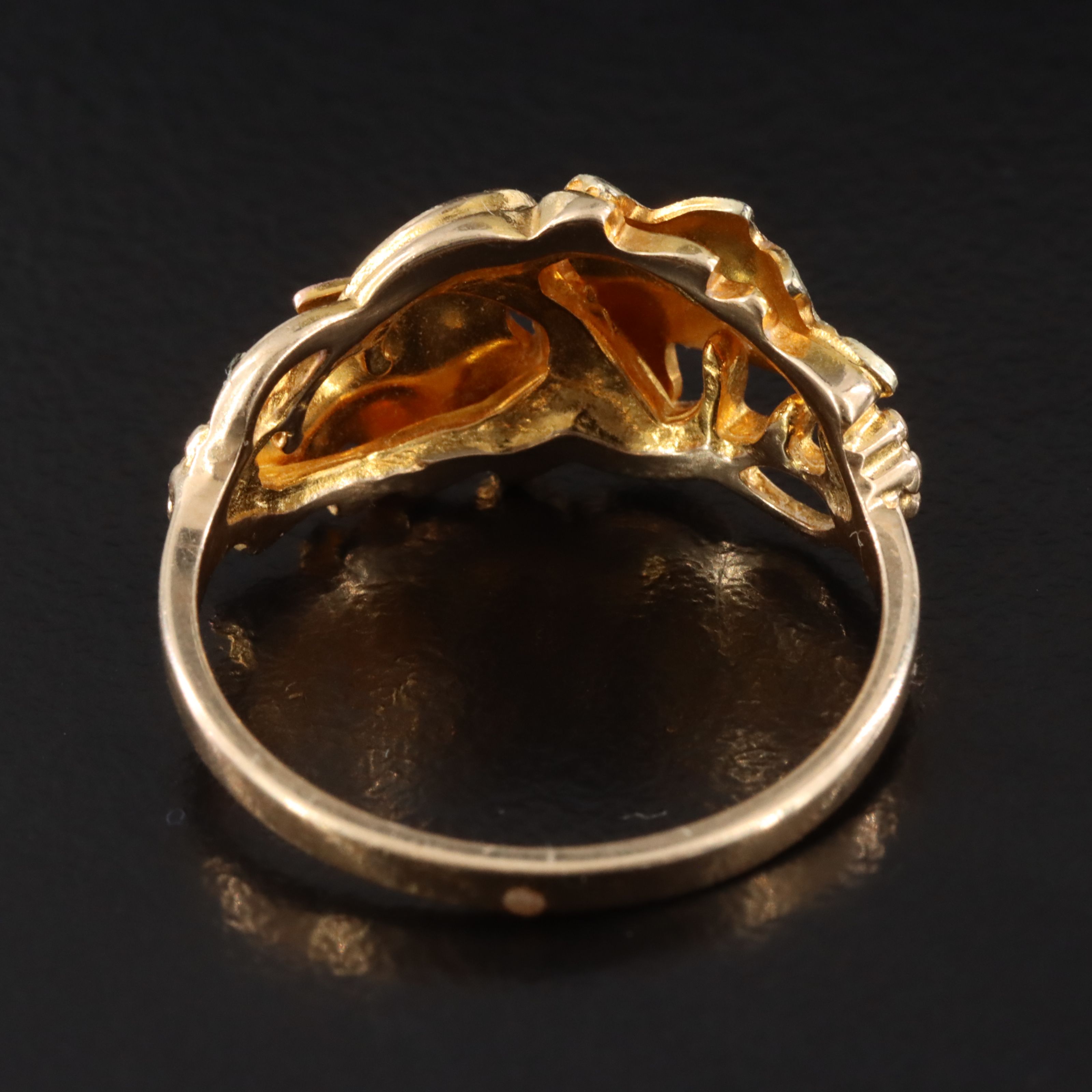 Landstrom's Black Hills Gold 10K Floral Ring with Rose and Green Gold Accents