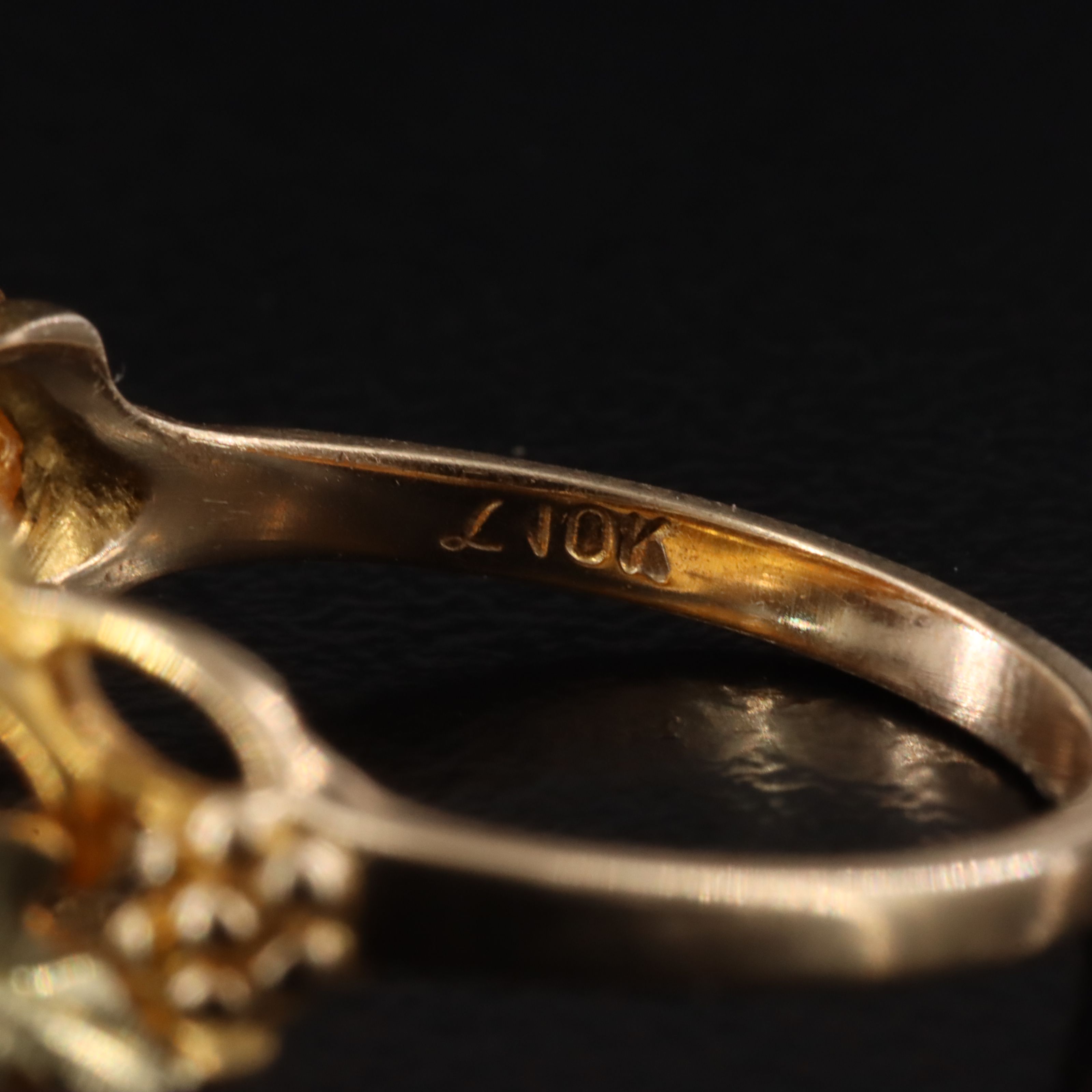 Landstrom's Black Hills Gold 10K Floral Ring with Rose and Green Gold Accents