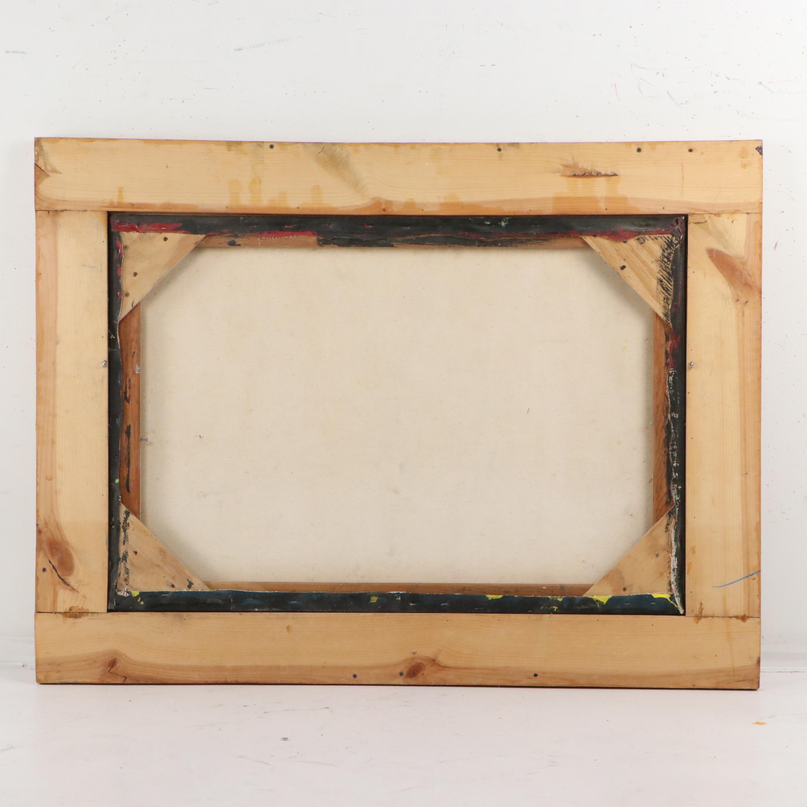 Large-Scale Acrylic Painting of Red Barn, Late 20th - 21st Century