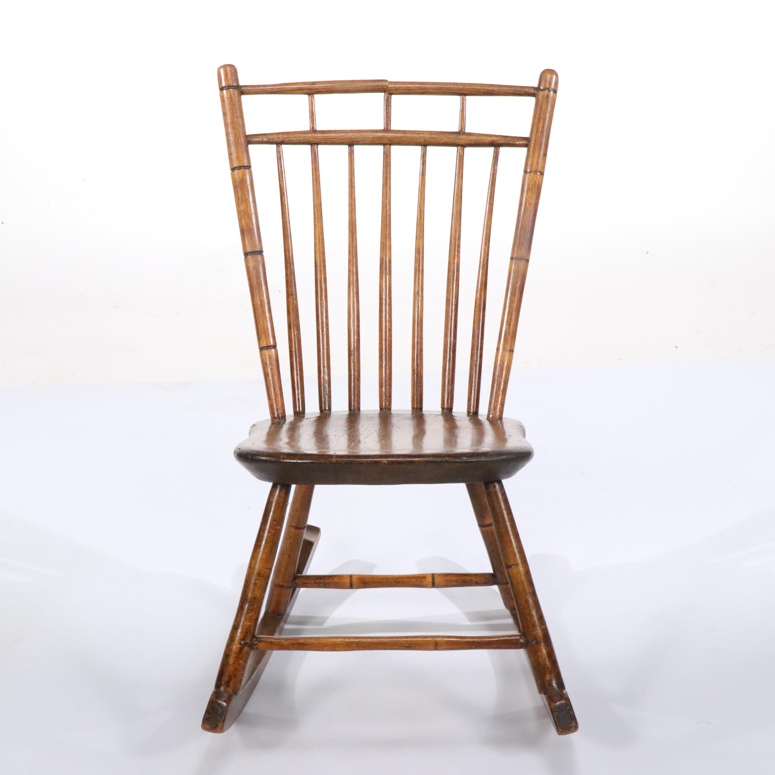 American Primitive Poplar and Hickory Rocking Chair, Early 19th Century