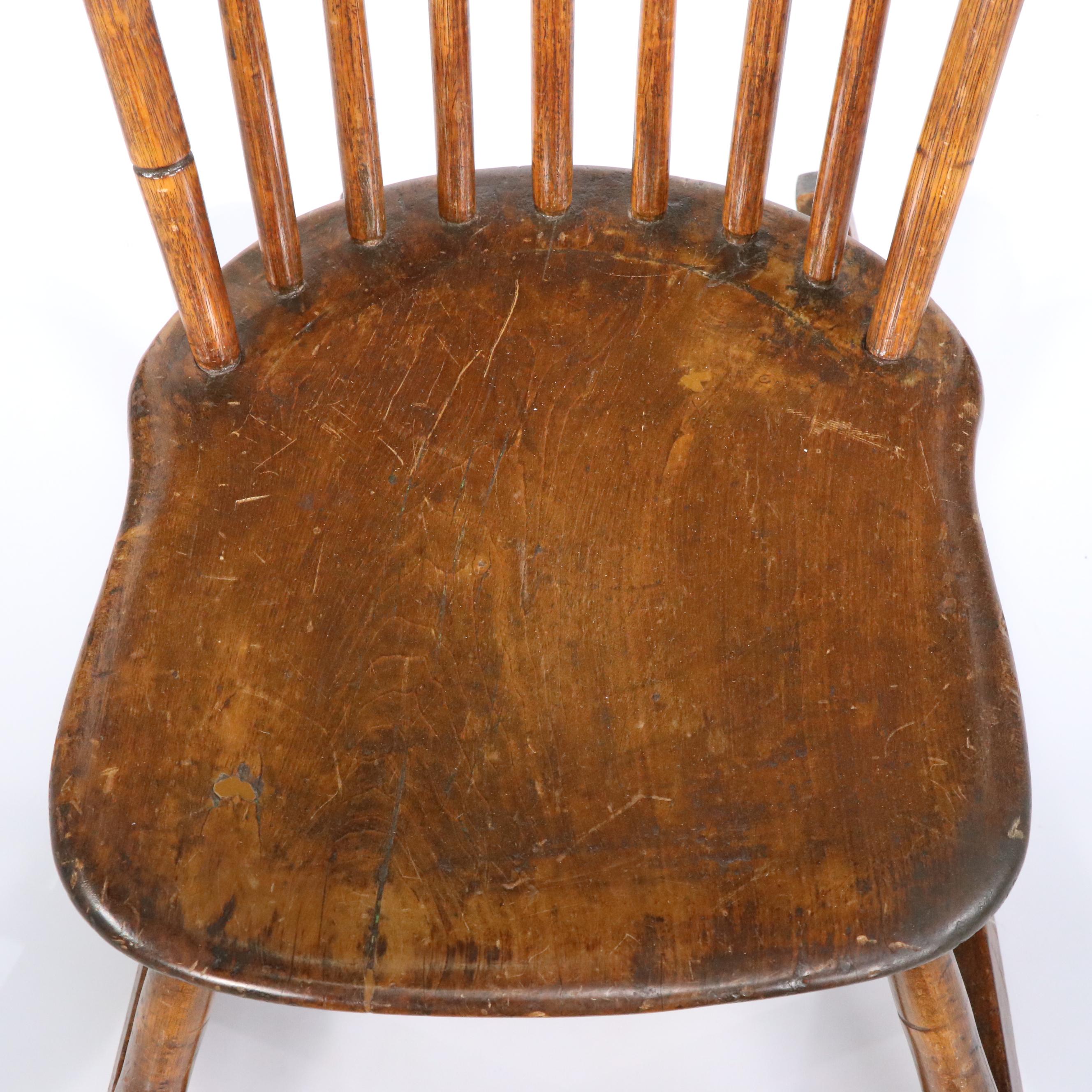 American Primitive Poplar and Hickory Rocking Chair, Early 19th Century